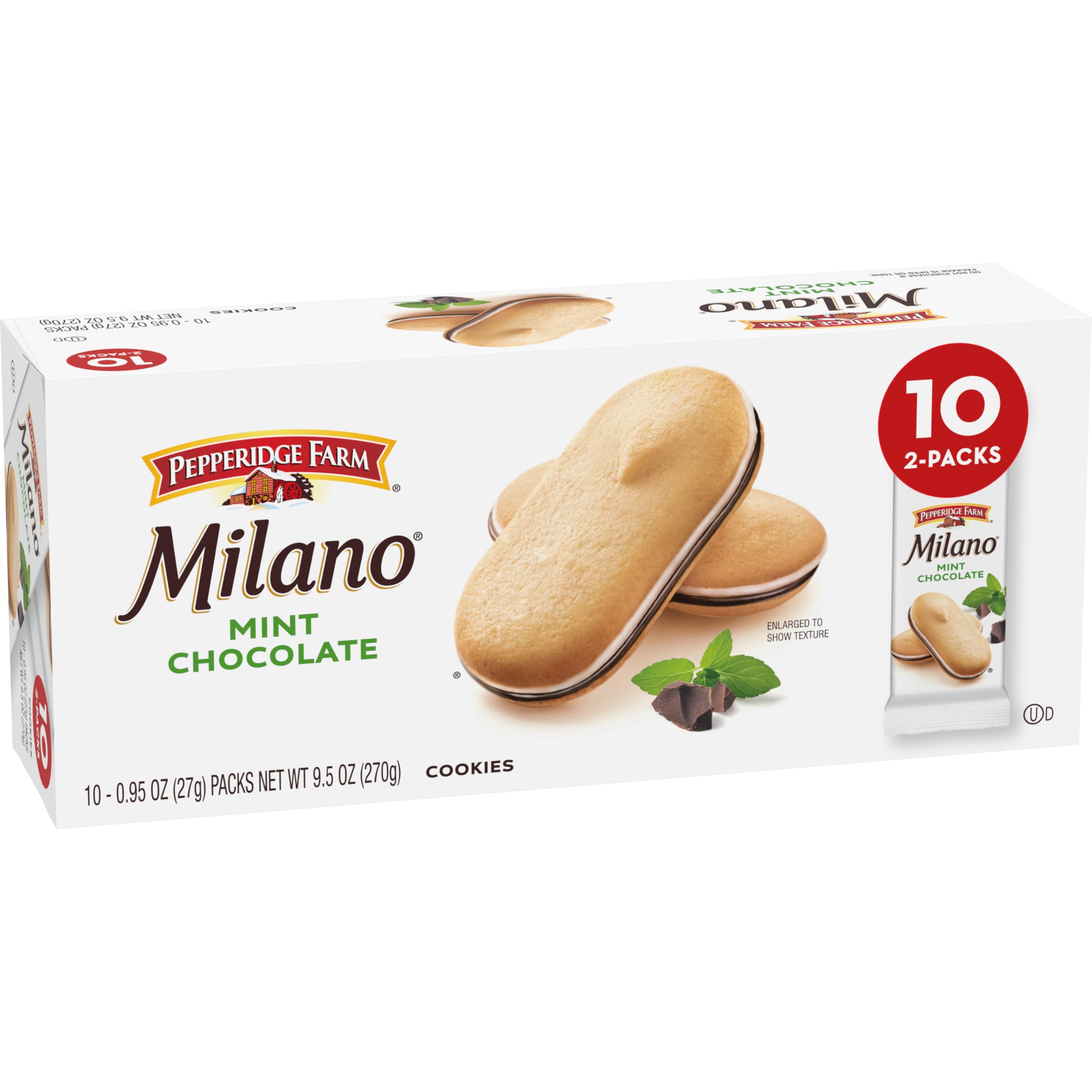 Pepperidge Farm Milano Cookies, Mint, 10 Packs, 2 Cookies per Pack