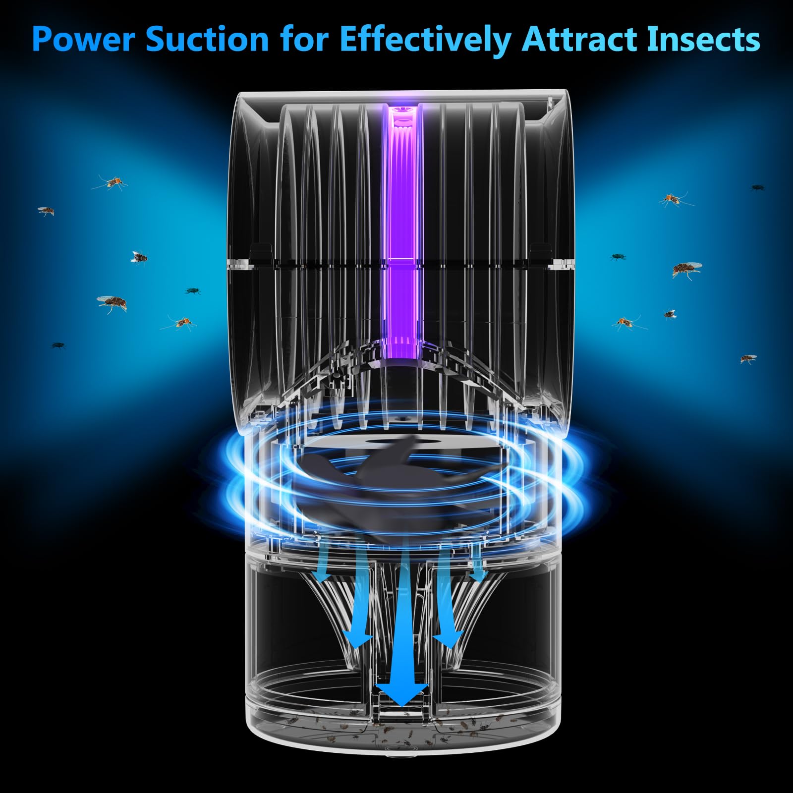 Fruit Fly Trap for Indoors, Fly Traps Indoor for Home Bug Zapper Indoor Insect Trap with Suction, Time Setting, Bug Light & 10 Pcs Sticky Glue Boards (White)