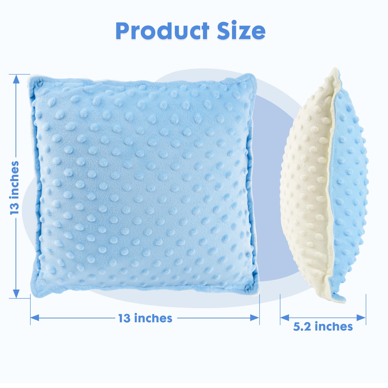 Bmag Sensory Vibrating Pillow for Autistic Kids and Adults,13” x 13” Sensory Toy Gift with Textured Therapy Stimulation Bumps Relief Stress Item for Toddler - Blue and Yellow
