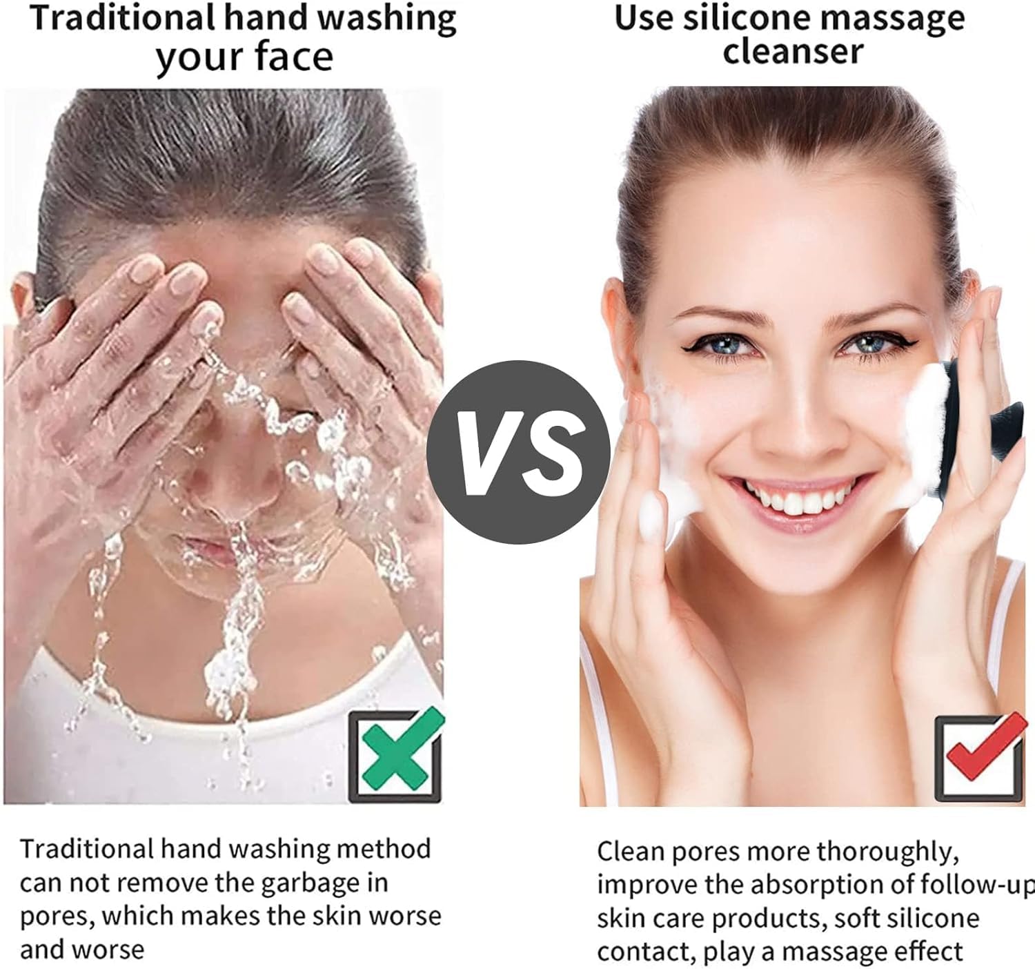 VWMYQ Face Scrubber, Silicone Face Scrubber for Men, Gentle Exfoliator Pad & Massager, Facial Cleansing/Wash Brush - Removes Dead & Dry Skin(Black)