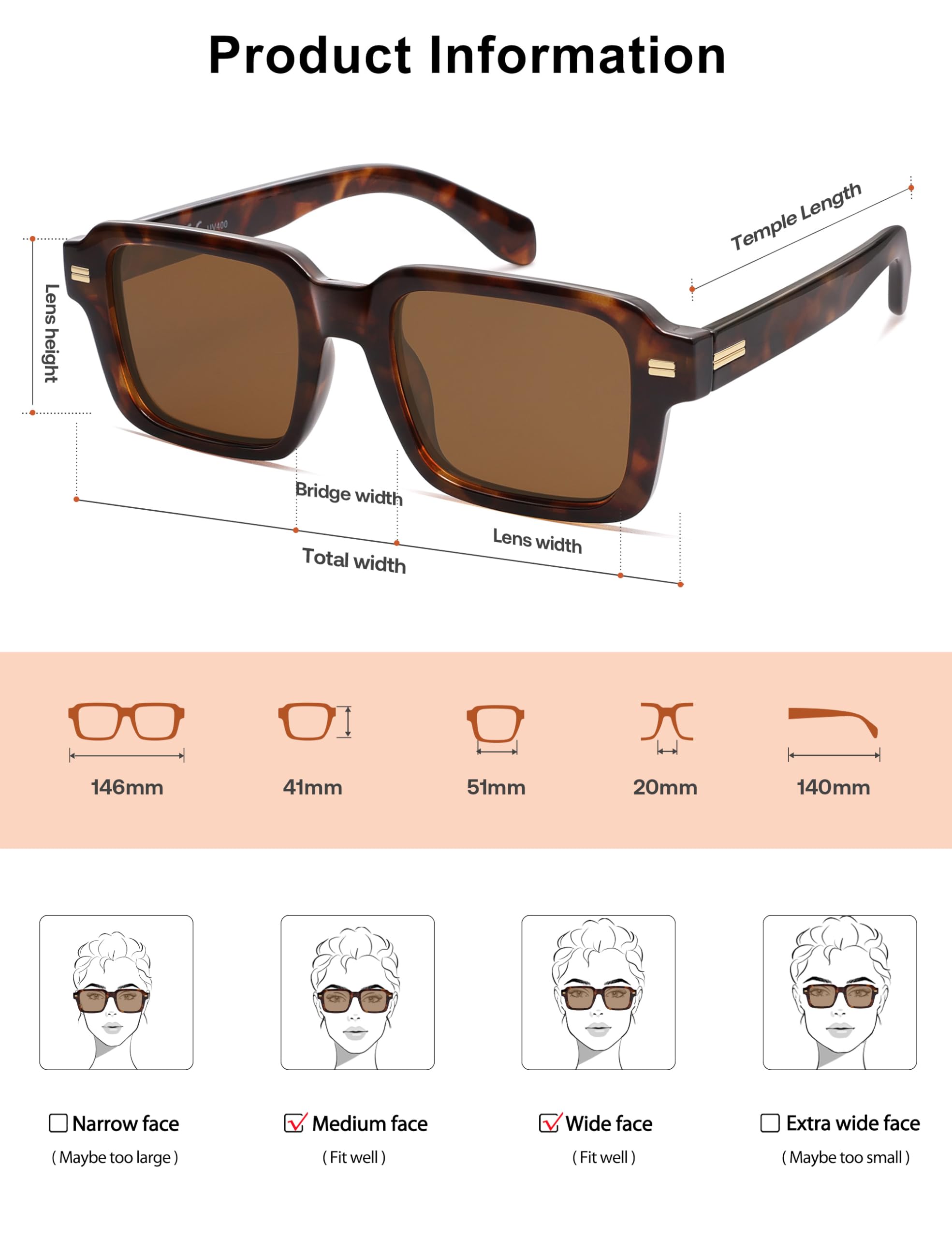 SOJOS Trendy Square Polarized Sunglasses for Men Women, 70s 80s Retro Vintage Rectangle Shades SJ2345