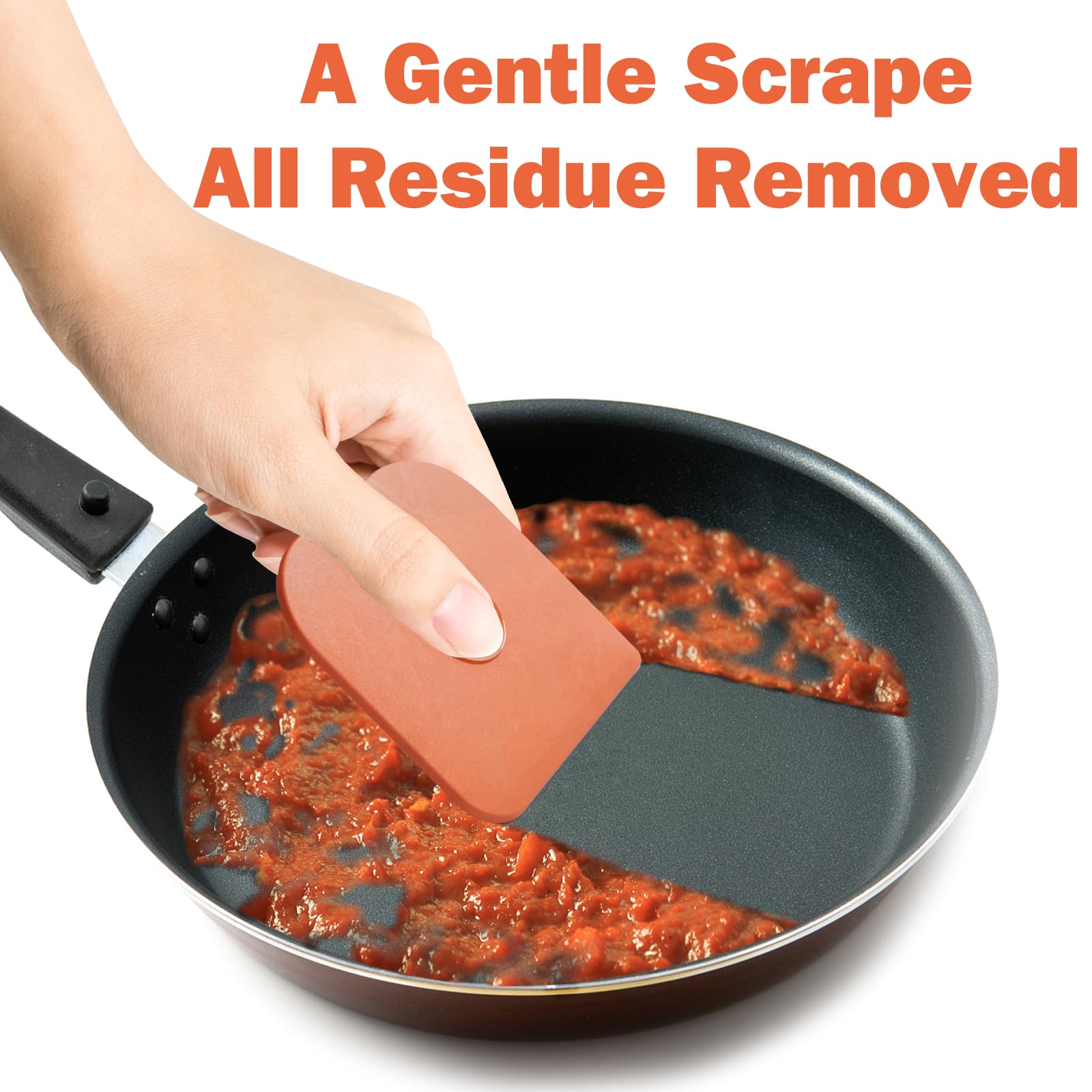 Pan Scraper, 5 Pcs Pot Scraper Plastic, Pot Scraper Non Scratch for Cast Iron, Pot and Pan Cleaning, Sturdy Scraper Kitchen Tool-Orange