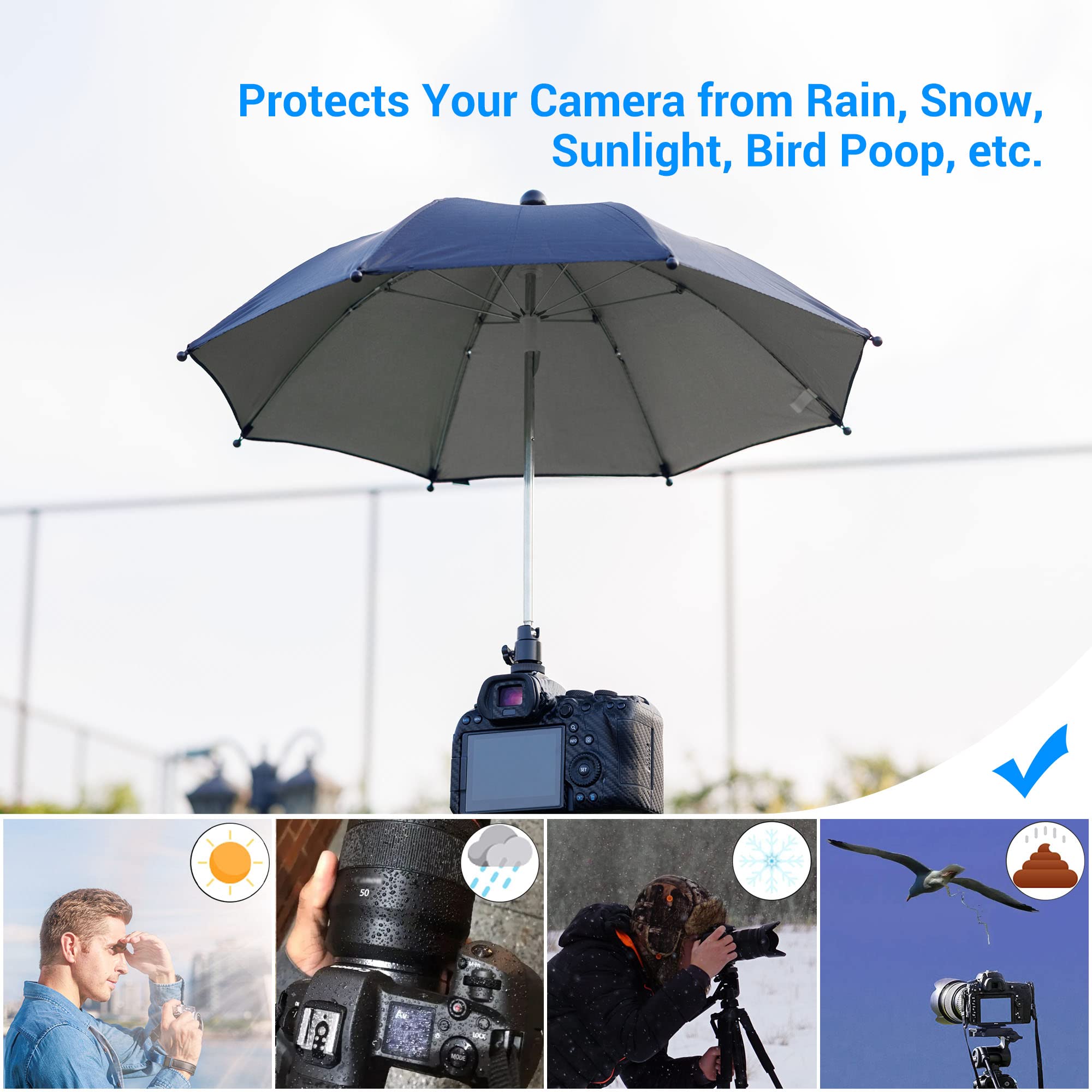 DSLR Mirrorless Camera Hot Shoe Umbrella Rain Cover Protector Sunshade for Canon EOS R100 R50 R8 R7 R10 R3 R6 Mark II R5 C Rp R Rebel T8i T7 90D A7RV A7 IV A7S III II Z8 Z9 Z30 Z5 Z6 Z7II