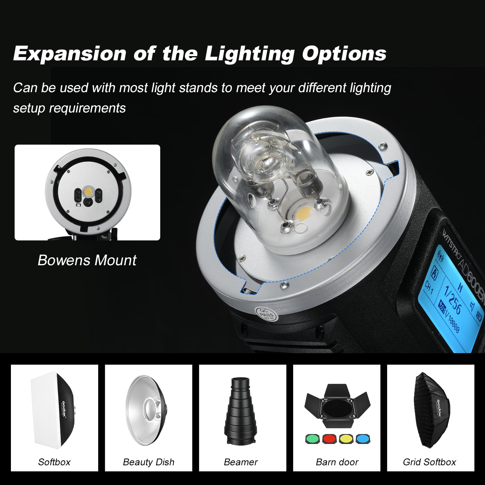 Godox AD600BM Bowens Mount 600Ws GN87 High Speed Sync Outdoor Studio Flash Strobe Monolight Light with 2.4G Wireless X System & 8700mAh Battery+ 15x17cm Softbox & Filter