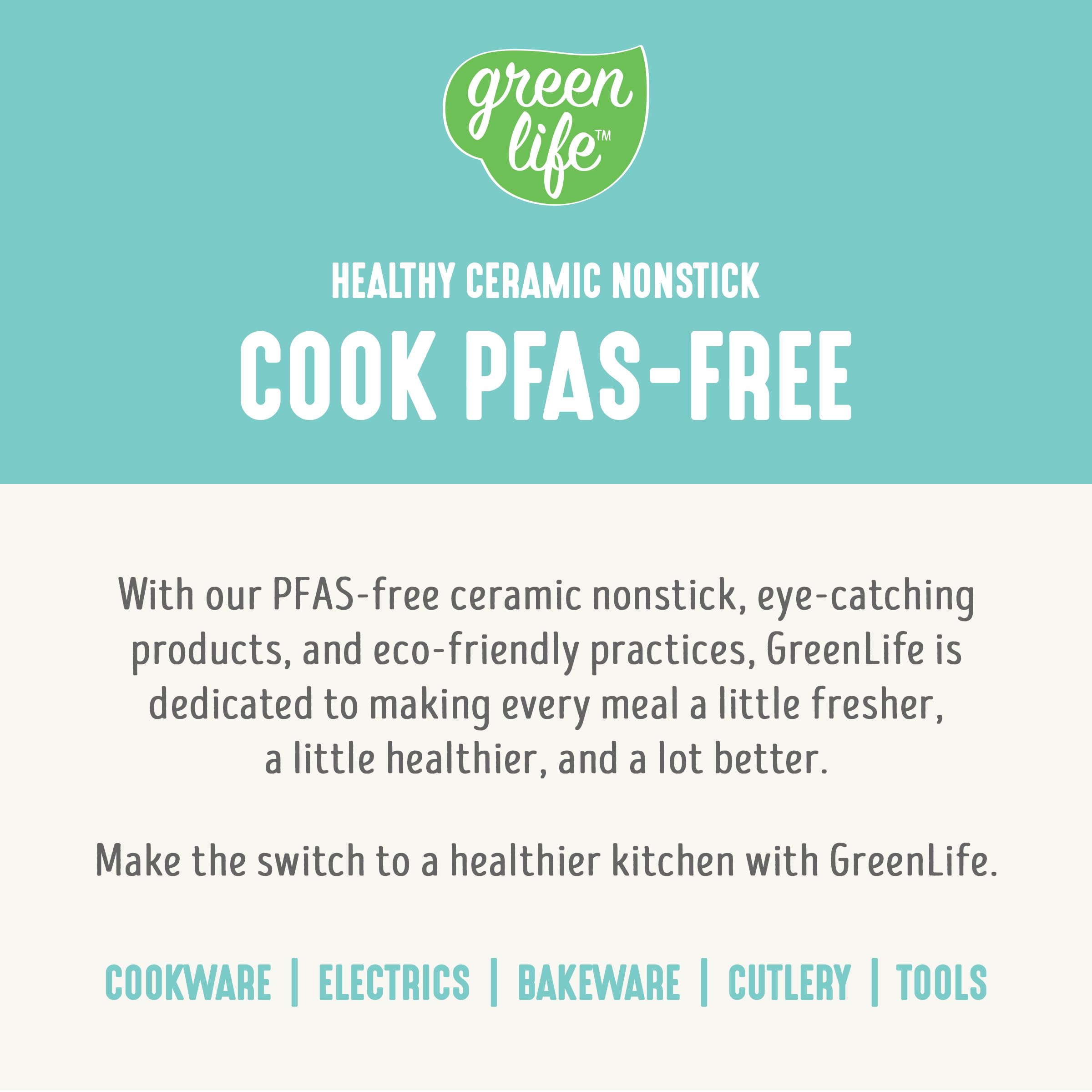 GreenLife 6QT Ceramic Slow Cooker, PFAS-Free, Programmable, Removable Healthy Nonstick Pot for Family Meals, Sear on Stovetop, Keep Warm, Digital Timer, Dishwasher Safe Crock, Turquoise