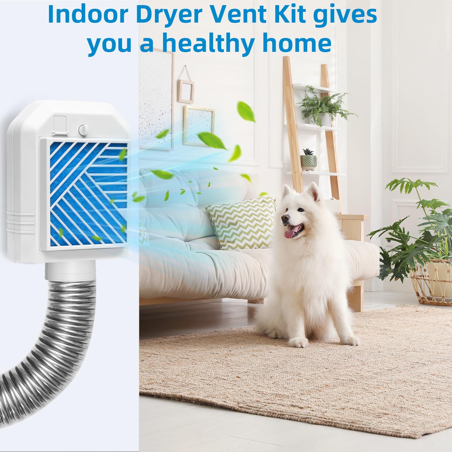 Indoor Dryer Vent, Indoor dryer vent kit with Upgraded Patented Safety Reminder to Eiminate Lint, Dryer Lint Box with Polyester Fiber Filter x4, Indoor Dryer Vent Kit for Electric Dryer Saves Energy