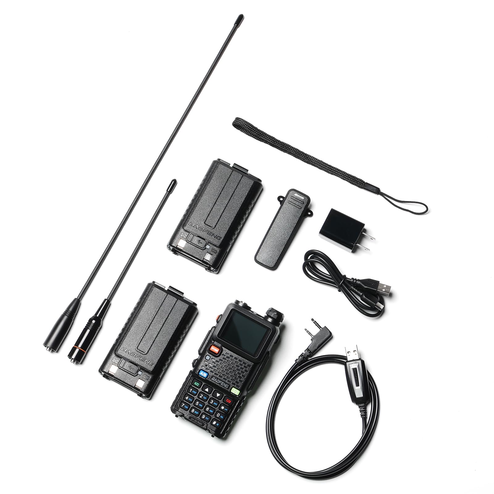 BAOFENG UV-5G Plus GMRS Handheld Radio, Long Rang Two Way Radio for Adult, 999 Channels, NOAA Receiver, with Two 2500mAh Batteries, 15.5" Antennas, Programming Cable, Chirp Compatible, 1 Pack