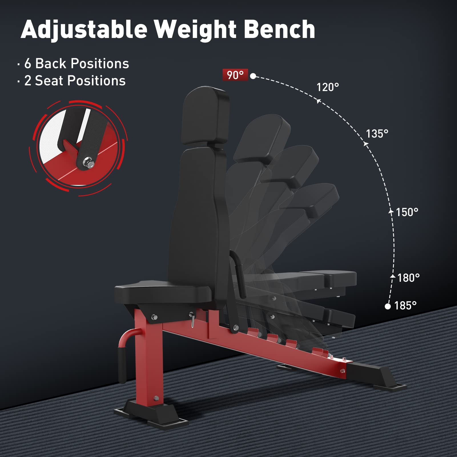 Mikolo Smith Machine with Weight Bench, Multifunction Power Cage and Cable Crossover, Workout Machine with Storage System, Band Pegs, Smith Bar and Other Attachments for Home Gym (Red & Red)
