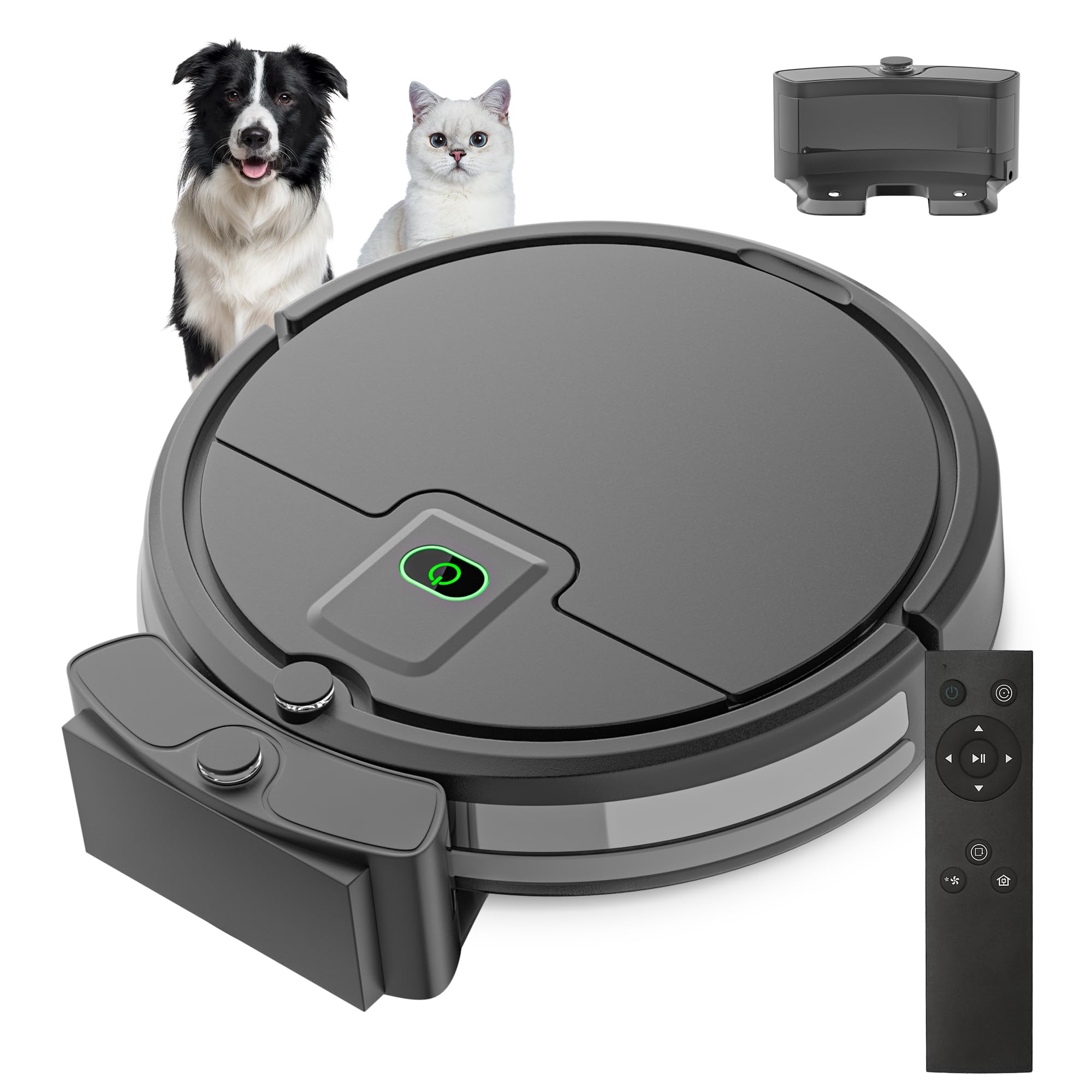 ENCHE Robot Vacuum Cleaner, 2900Pa Robot Vacuum Powerful Suction with Remote Control, Automatic Self-Charging, Long Runtime, Slim and Quiet Robotic Vacuum for Carpet and Pet Hair