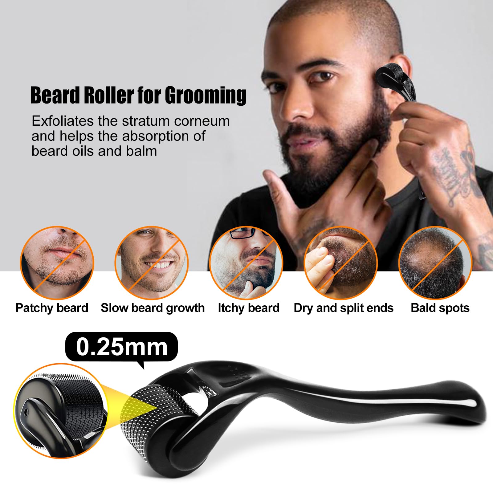 RAFFIN Beard Growth Kit for Men with Beard Growth Oil, Balm, Comb, Massager for Spot/Patchy Facial Hair, Achieve Fuller, Thicker & Healthier Beards, Gifts for Him Boyfriend Husband Dad