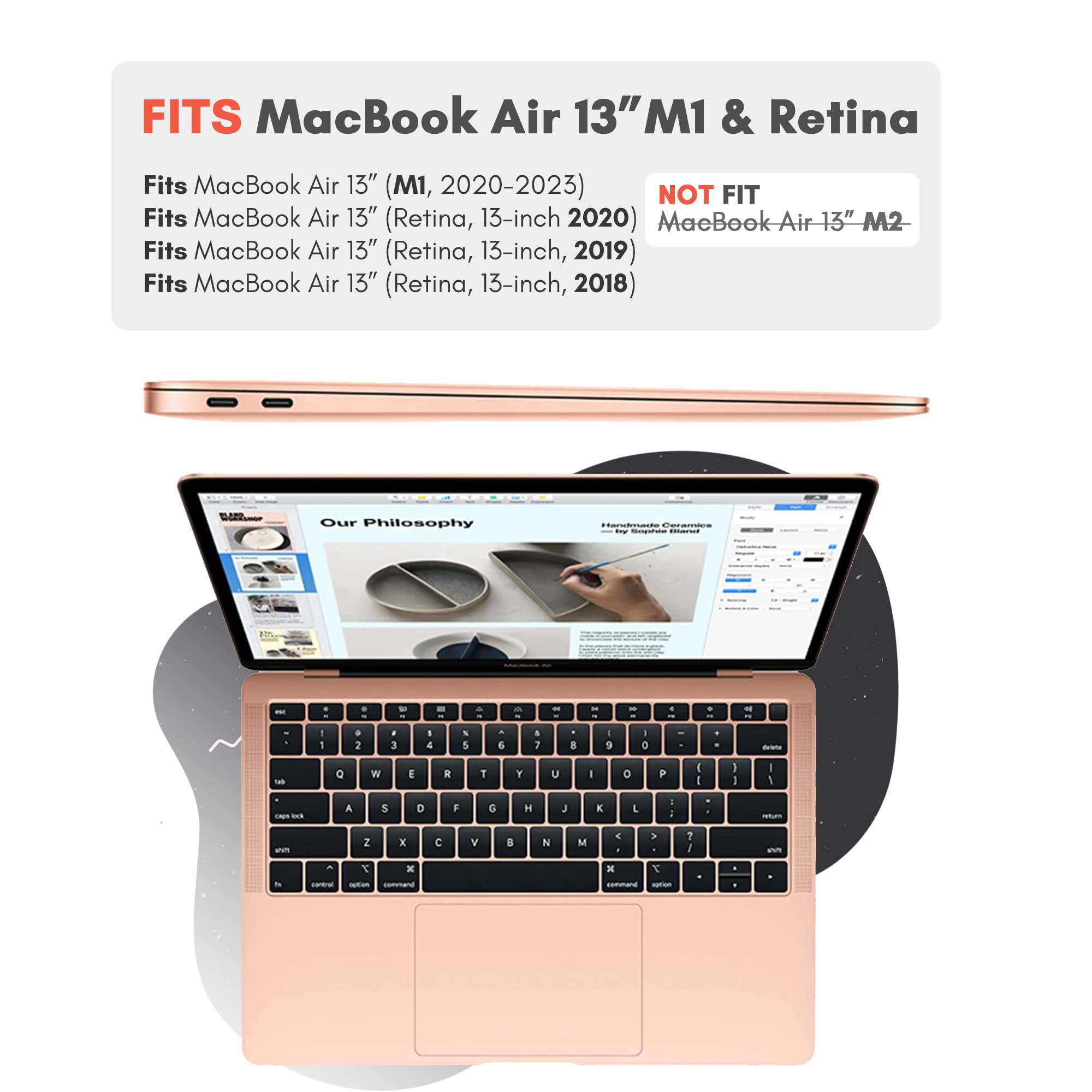 UZBL Case for MacBook Air 13 inch M1 & Intel (2018-2020 Release), Lightweight Protective Hard Shell Clear Case Cover for MacBook Air M1 and Intel Touch ID, NOT M2