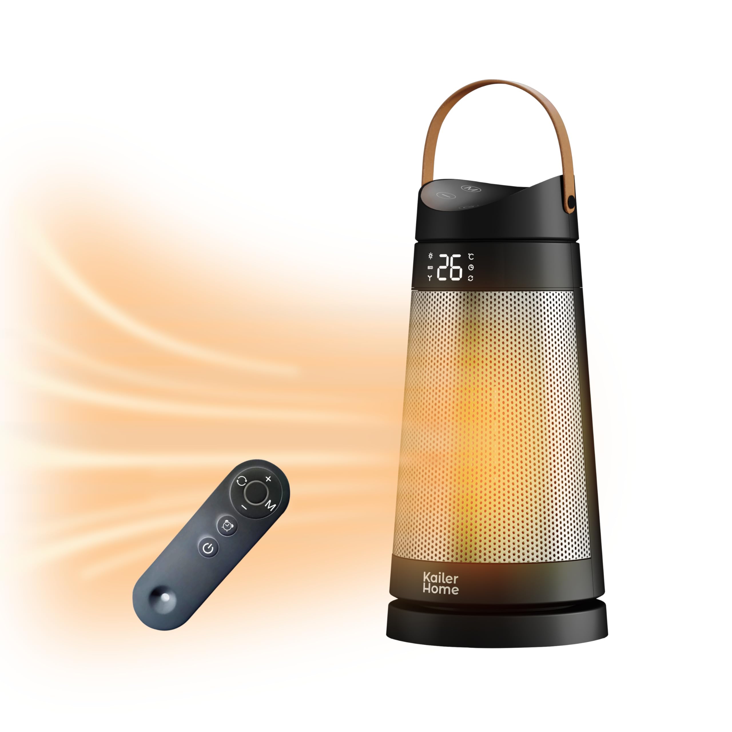 Kailer Home - 17" Electric Space Heater - Oscillating Electric Heater, Office Heater/Portable Heater, Quiet Heater, Heater for Under Desk, Space Heaters for Indoor Use, 4.9 ft Cord Electric Heater