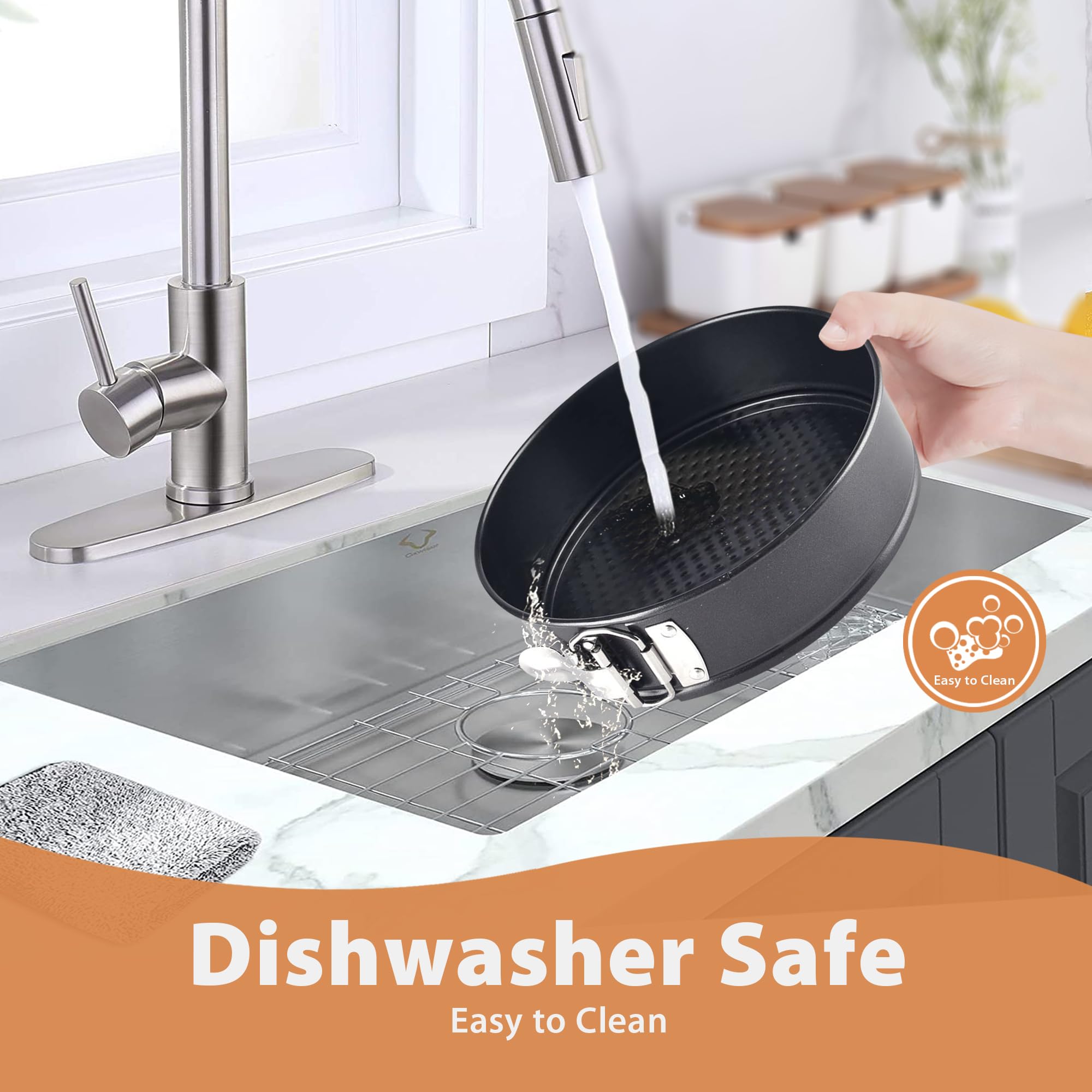 Hikolvol Springform Pan Set of 3 Nonstick 7 9 11 Inch Spring Form Pan For Cheesecake, Leakproof Cheesecake Pan with Removable Bottom, Round Cake Pan Set with 60Pcs Parchment Paper for Baking