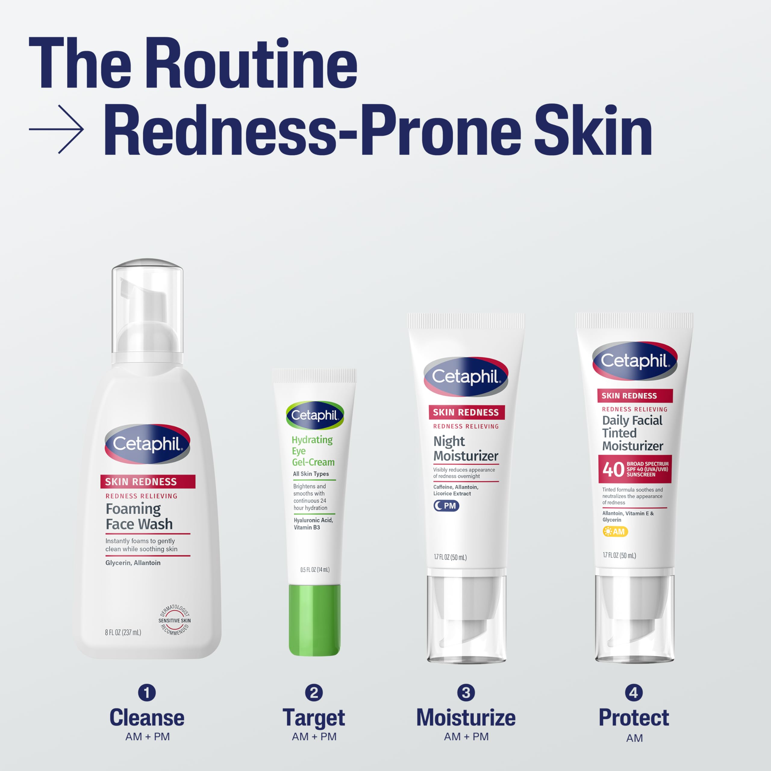 Cetaphil Night Cream, Redness Relieving Night Moisturizer for Face, 1.7 fl oz, For Dry, Redness-Prone Skin, Hypoallergenic, Fragrance Free