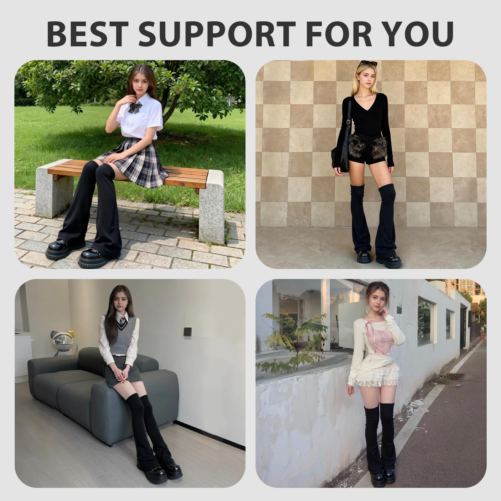 KAVOBO Leg Warmers for Women, Y2K Punk Leg Warmers for Girls White Black, Fashion Boots Socks for Halloween Christmas Party, Gyaru Harajuku Accessories