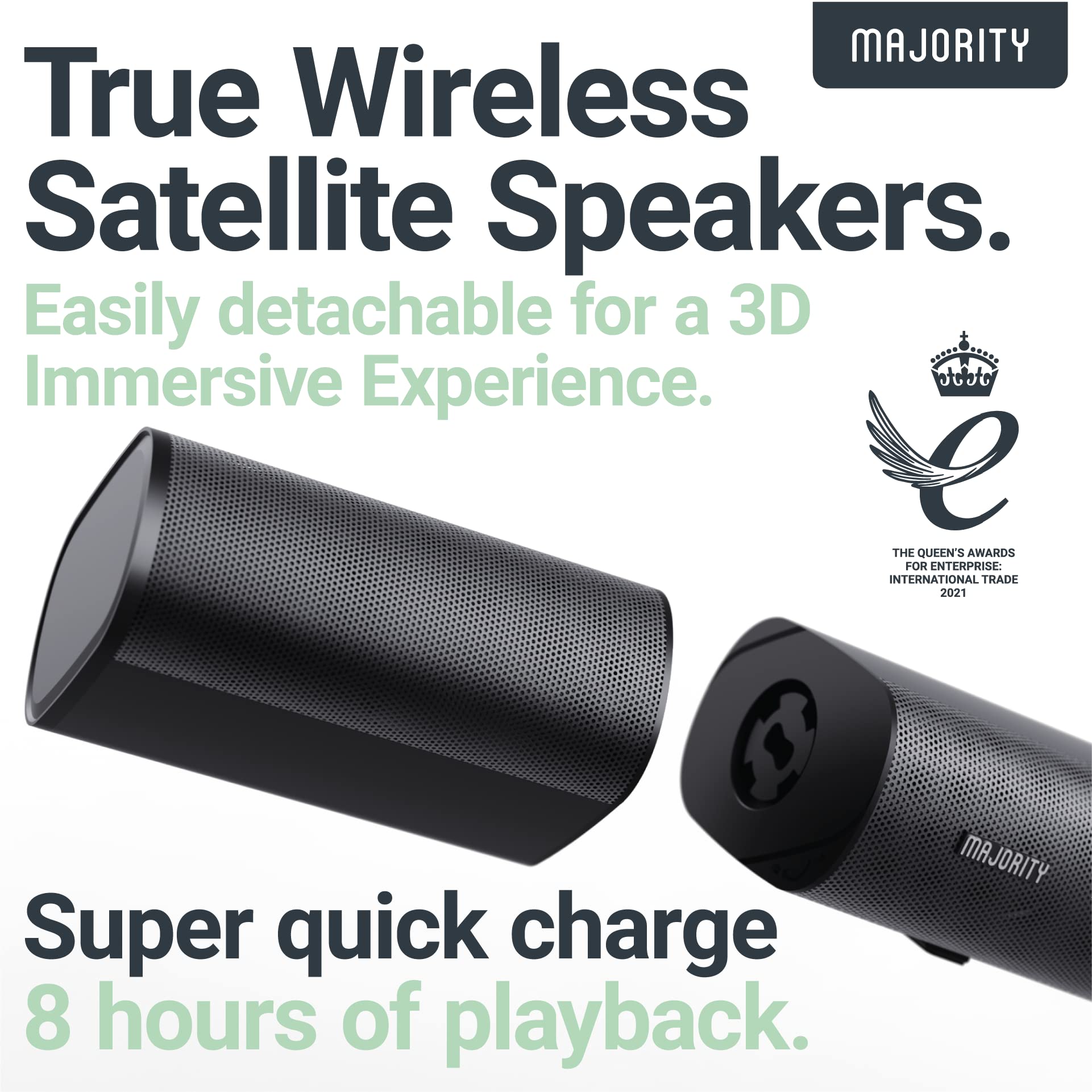 Majority Everest 5.1 Dolby Audio Surround Sound System with Sound Bar | Wireless Subwoofer I 300W, Home Theatre 3D Audio with Detachable Speakers | HDMI ARC, HDMI, Bluetooth