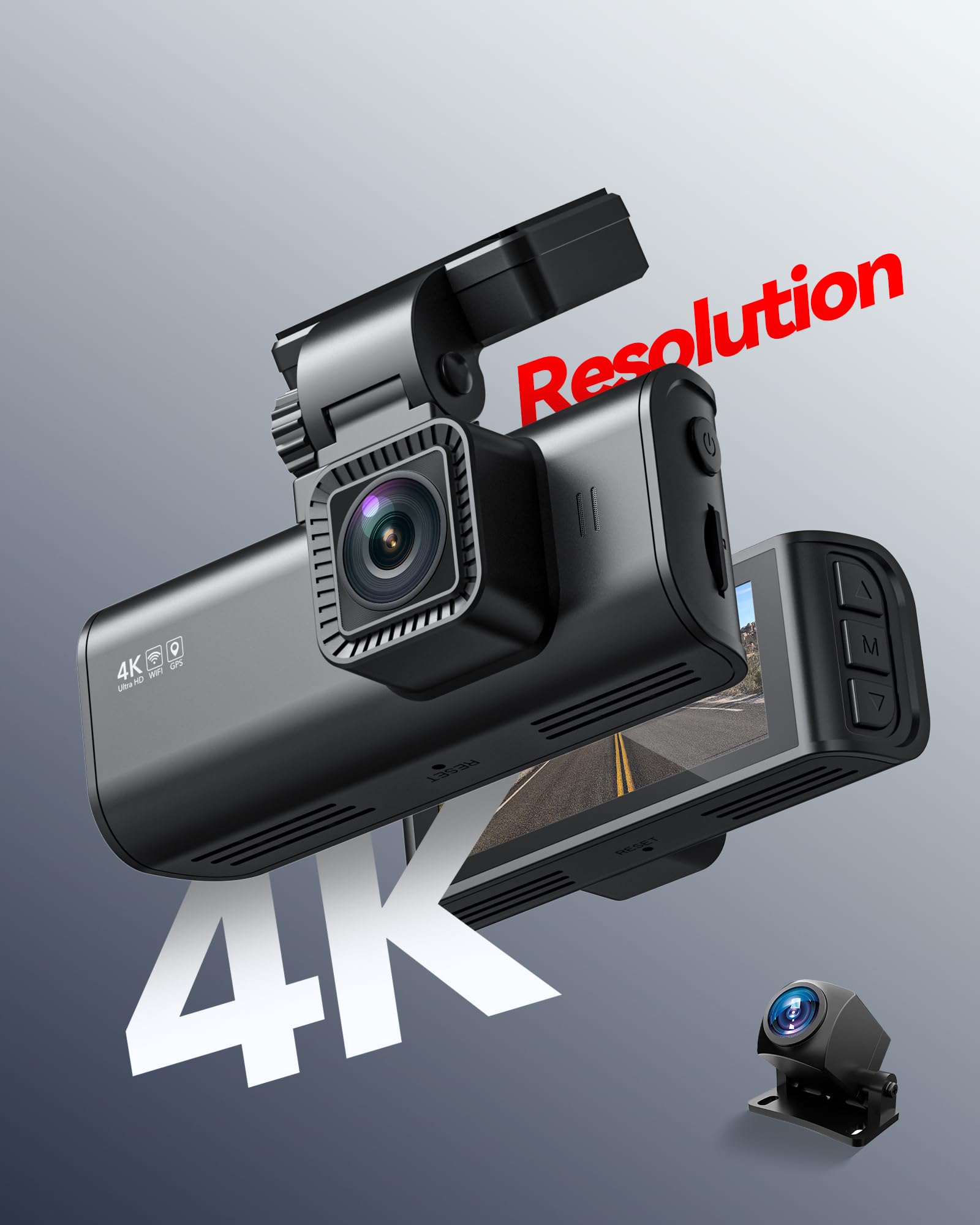 REDTIGER F7N 4K Dash Cam Front and Rear,Built-in WiFi GPS 4K+1080P Dual Dash Camera for Cars,3.18 inch Display Dashcam,170° Wide Angle Dashboard Camera Recorder, Night Vision,Parking Monitor