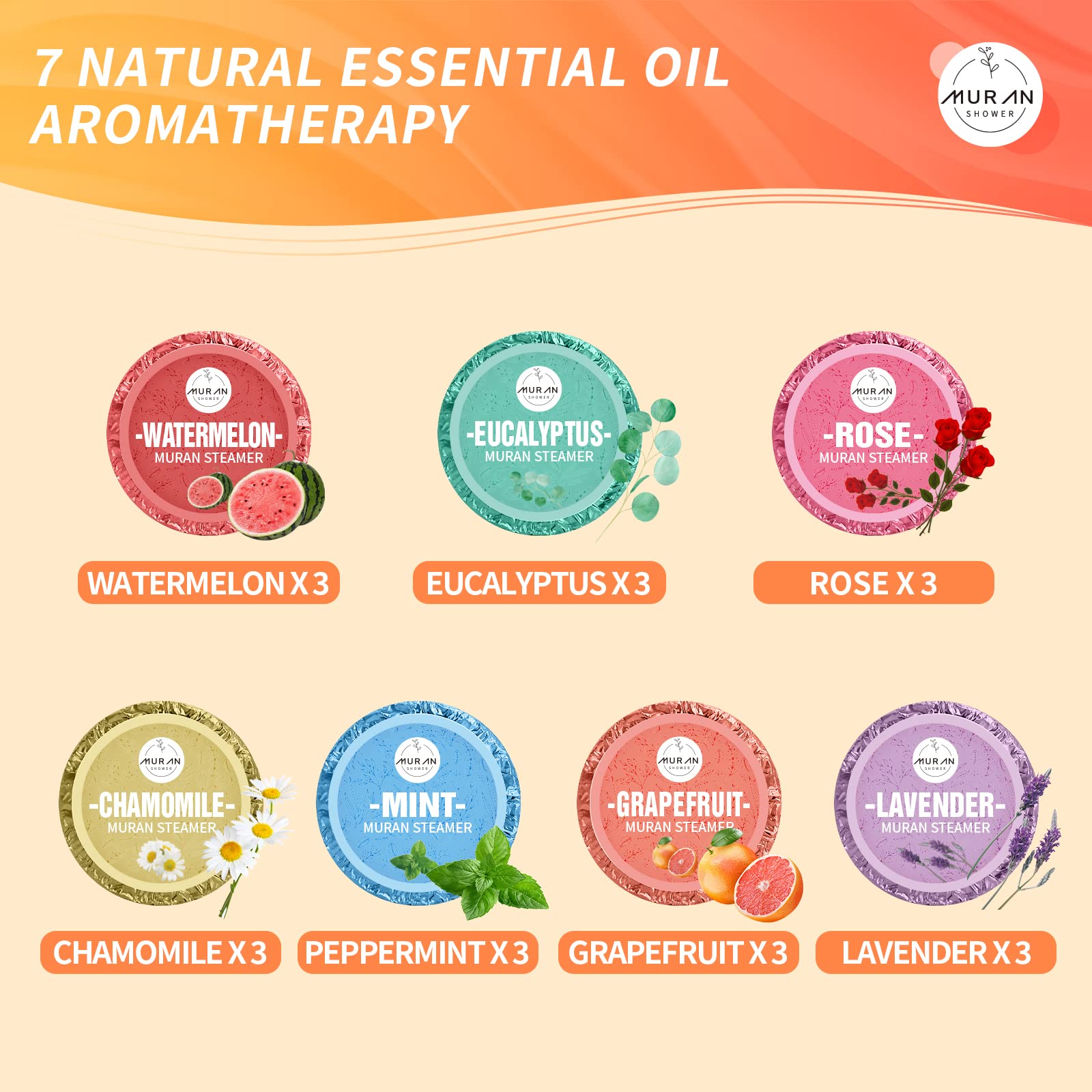 Shower Steamers Aromatherapy 21-Pack Shower Bombs Gifts for Mom Wife, Organic Eucalyptus Rose Lavender Mint Wrapefruit Chamomile Watermelon Essential Oil, Birthday Christmas Gifts for Women Girlfriend