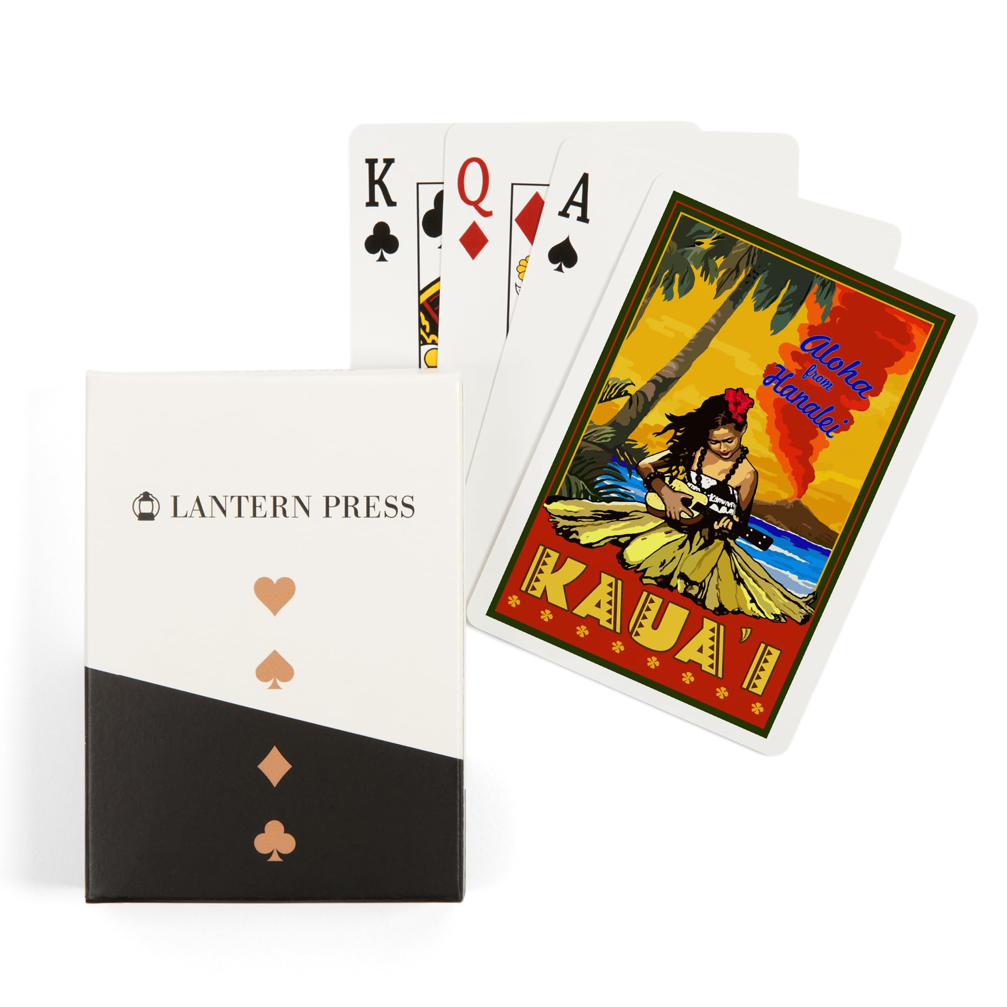 Lantern Press Kauai, Hawaii, Aloha from Hanalei, Hula Girl and Ukulele (52 Playing Cards, Poker Size Card Deck with Jokers)