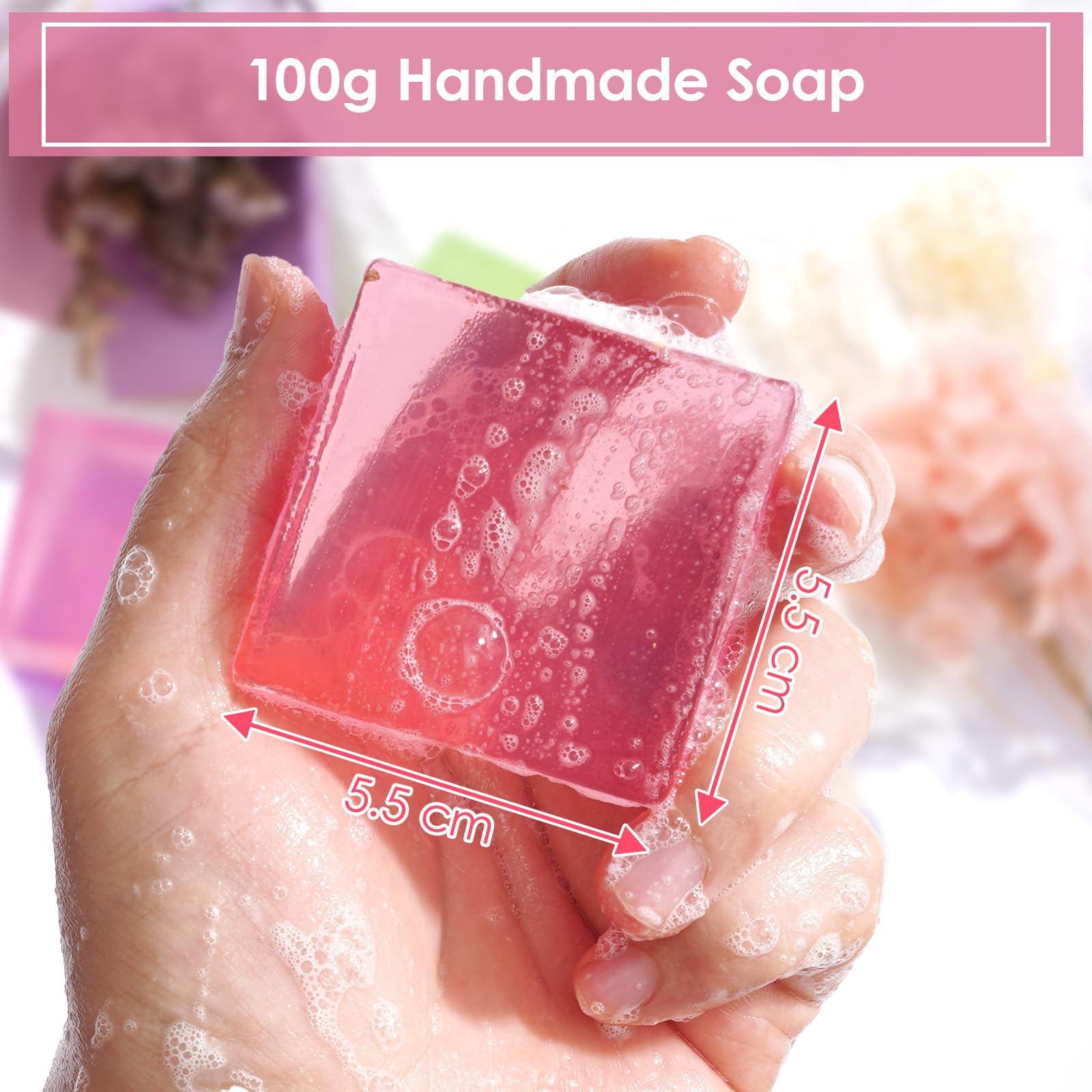 ToiyBosm Inspirational Gifts for Women, Thinking of You Gifts, Self Care Gifts for Women, Bath & Body Handmade Soap Gift Set for Women, Mom, Sister(Rose,Lavender, Green Tea-300g)