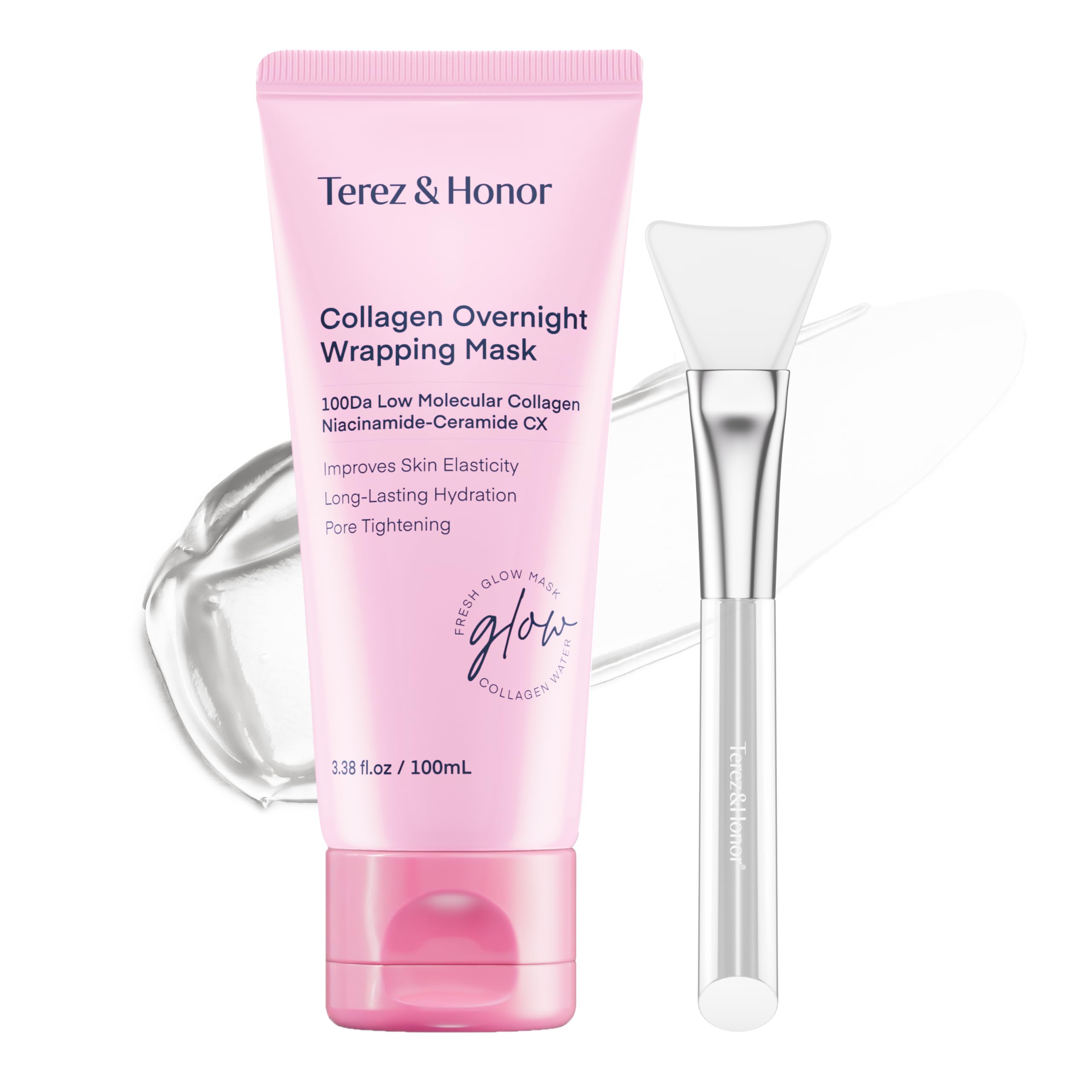 TEREZ & HONOR Collagen Night Wrapping Peel Off Mask: Korean Face Mask for Elasticity, Hydrating & Glow - 100Dalton Smallest Molecular Collagen - Dermatologist Tested 3.4 FL OZ
