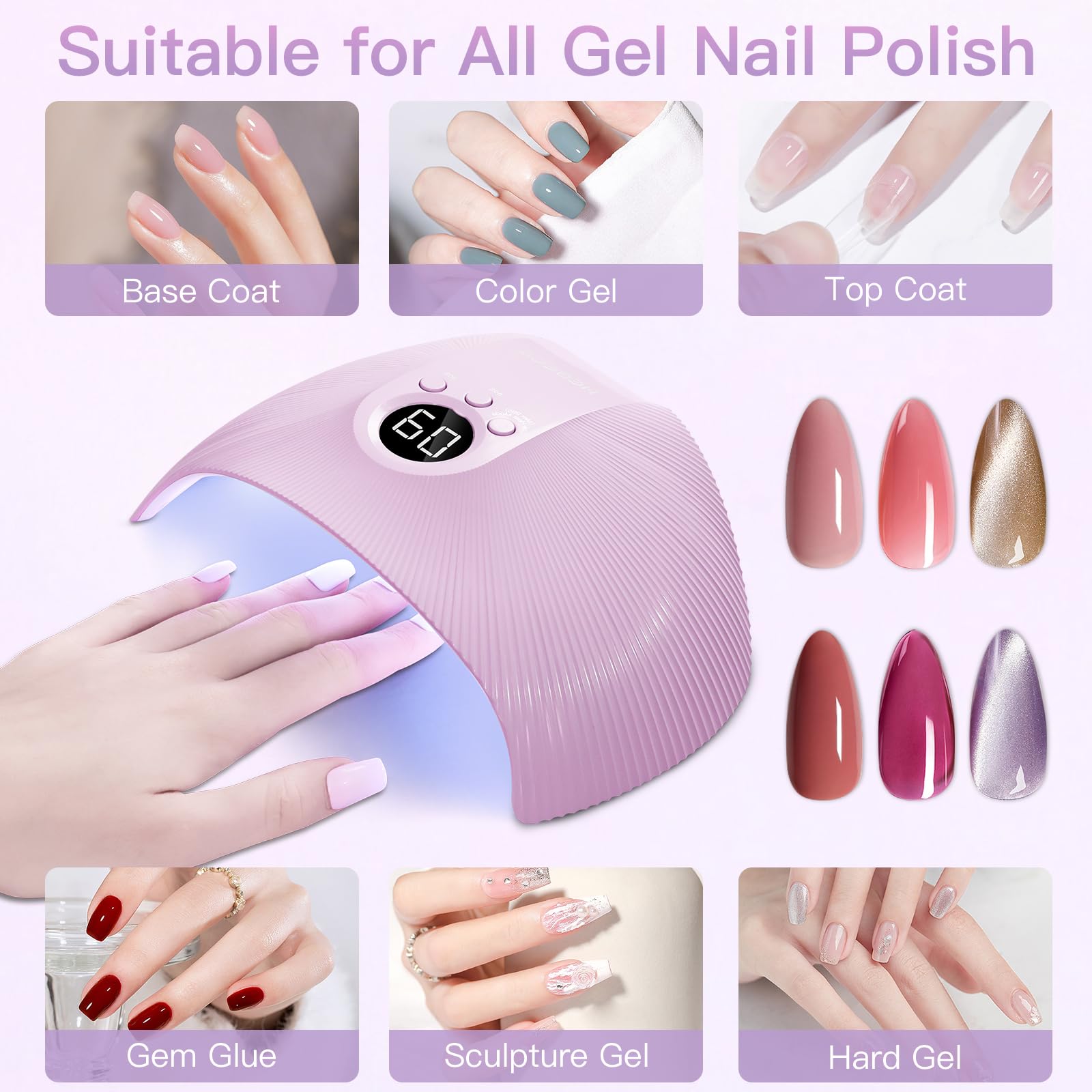 HEBECA UV Light for Gel Nails, 75W Professional UV LED Nail Lamp for Fast Curing Nails, Super-Thin Salon-Grade Nail Dryer with Smart Sensor & 3 Timer Settings & LCD Display X33