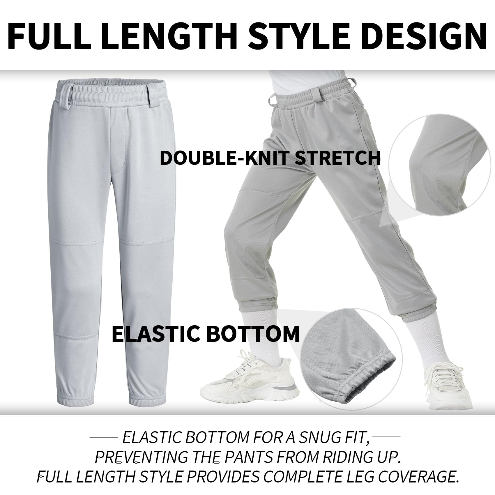 QBK 2T/3T/4T/5T Toddler Baseball Pants Youth Softball Pants Kids Tee Ball Pants for Boy Girl Grey(Grey 4T)