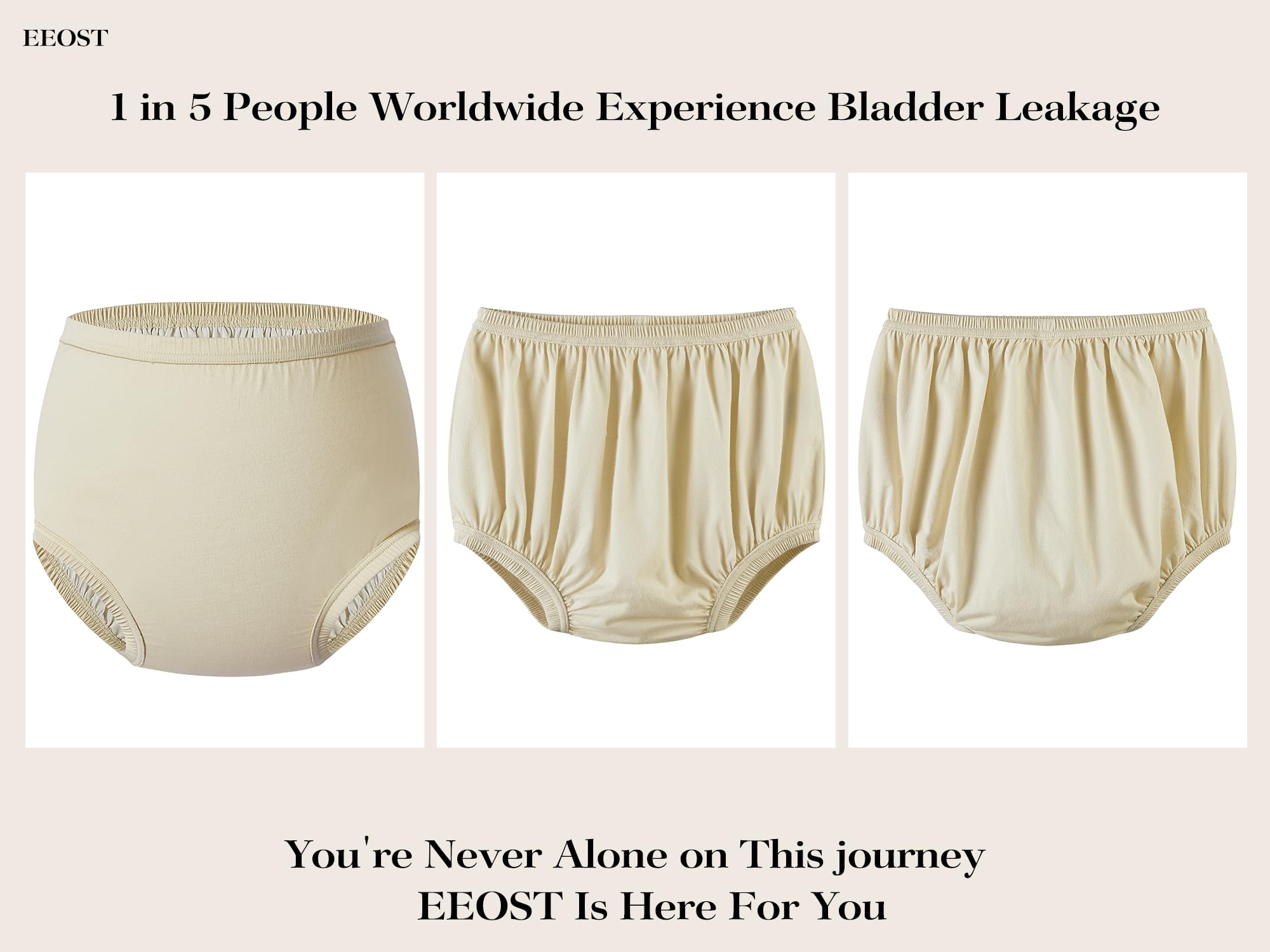 Adult Diaper Cover for Incontinence Noiseless Leak-Protection Underwear Plastic Pants Over Diapers Waterproof Rubber Pants (Beige, S)