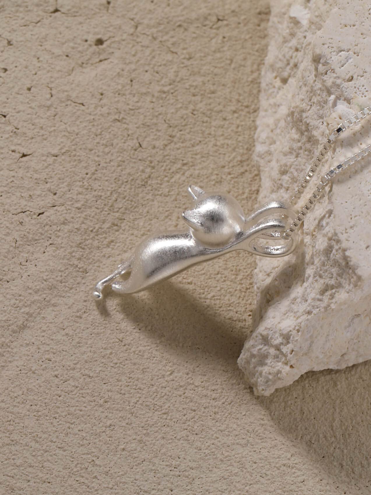 S.Leaf Sterling Silver Cat Necklaces for Women Cat Jewelry for Women Cat Accessories for Women Cat Mom Lover Lady Themed Gifts Cute Silver Kitten Jewelry Birthday Gifts for Women (04_Matte_Silver)
