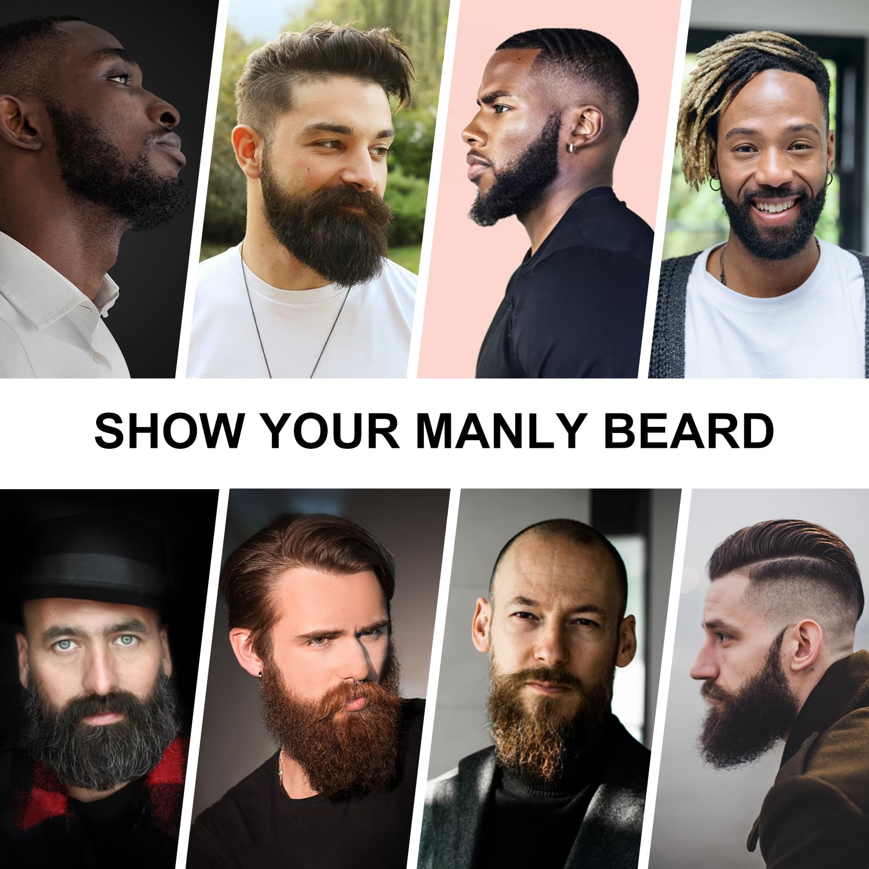 RAFFIN Beard Growth Kit for Men with Beard Growth Oil, Balm, Comb, Massager for Spot/Patchy Facial Hair, Achieve Fuller, Thicker & Healthier Beards, Gifts for Him Boyfriend Husband Dad