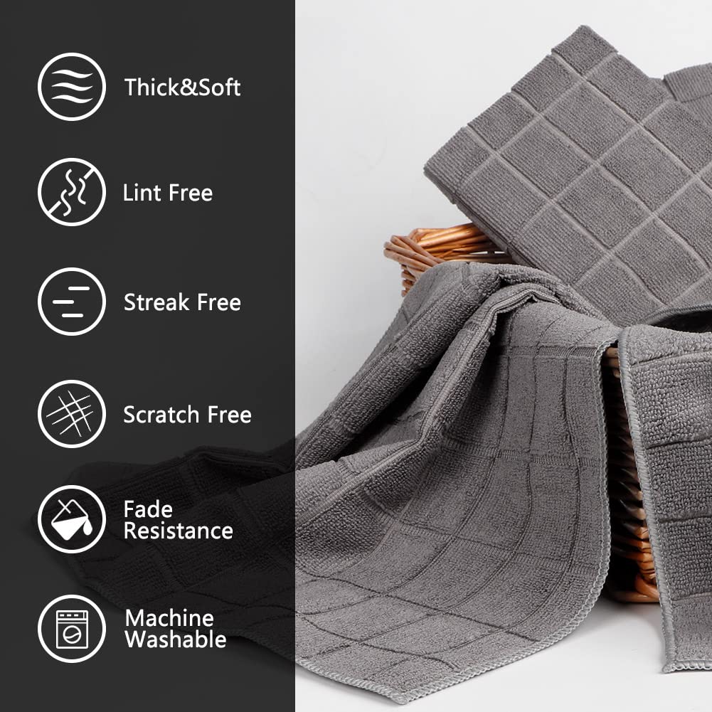HOMEXCEL Kitchen Towels 6 Pack,Soft and Super Absorbent Hand Towels,Lint Free Lattice Designed Washcloths Bath Towel for Travel Gym Hotel,15 x 25 inch