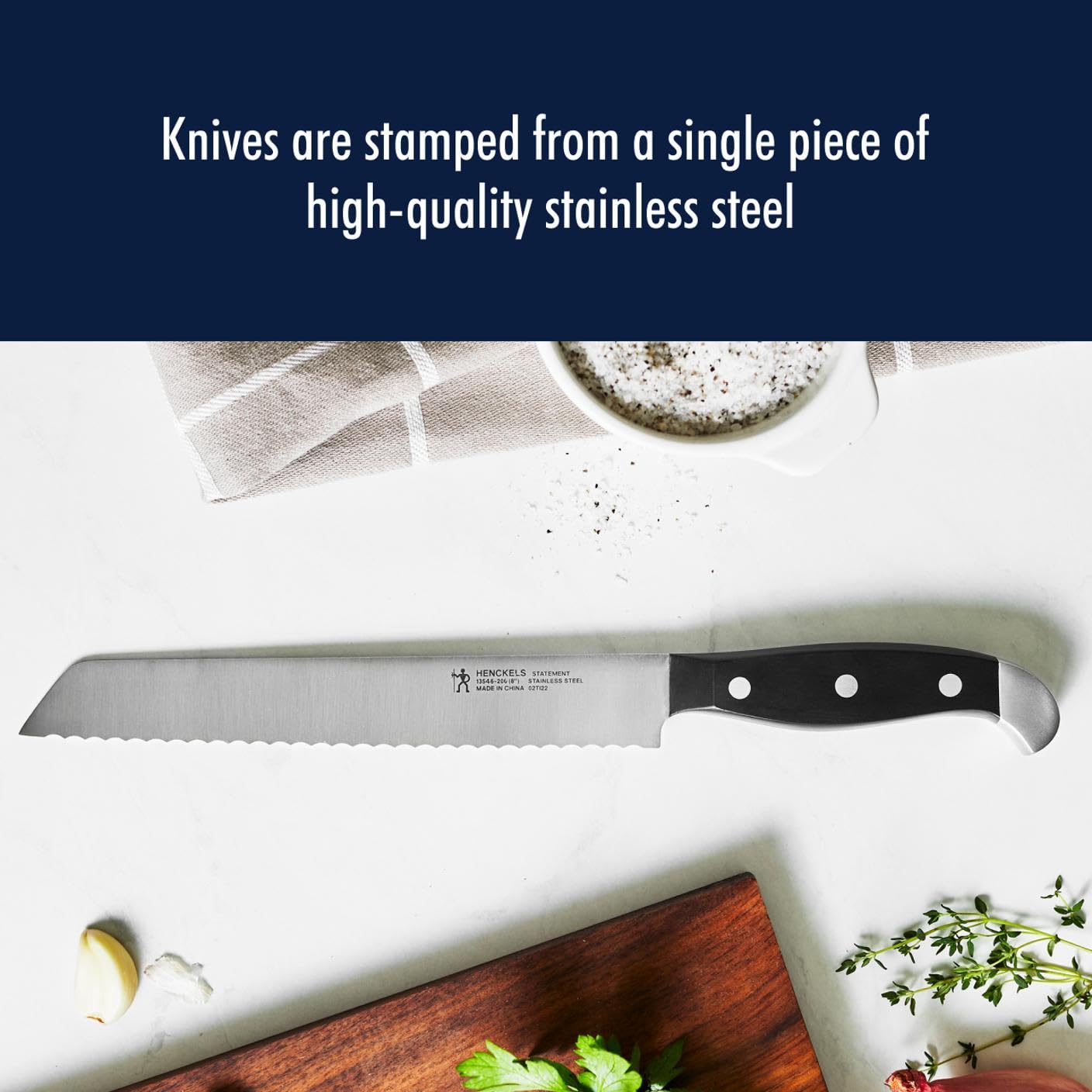 HENCKELS Statement Razor-Sharp 8-inch Bread Knife, Cake Knife, German Engineered Informed by 100+ Years of Mastery, Black
