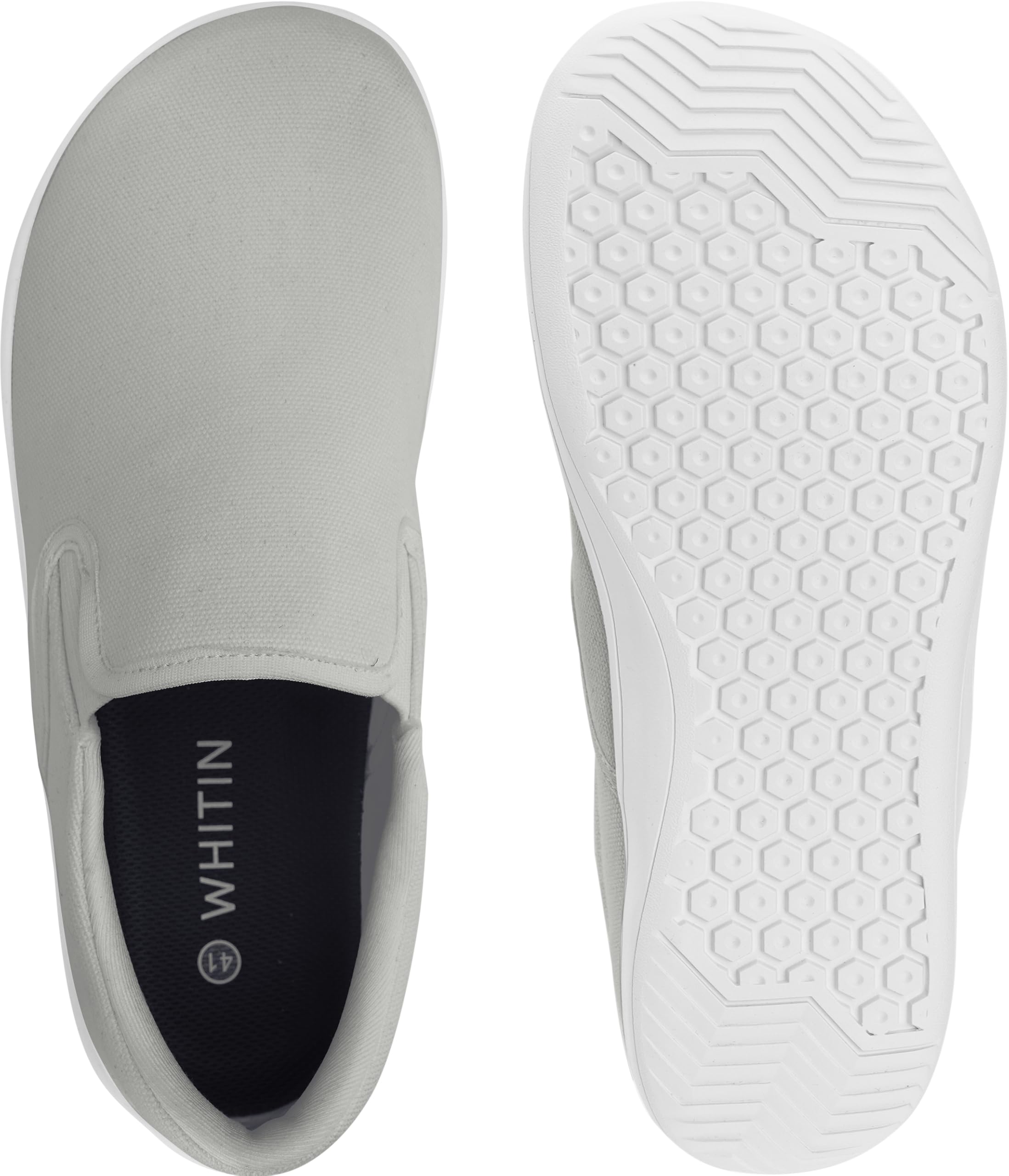 WHITIN Casual Wide Toe Box Barefoot Sneakers for Men Slip on Canvas Minimalist Zero Drop Sole Shoes Size 7 7W Width Minimus Outdoor Black 40