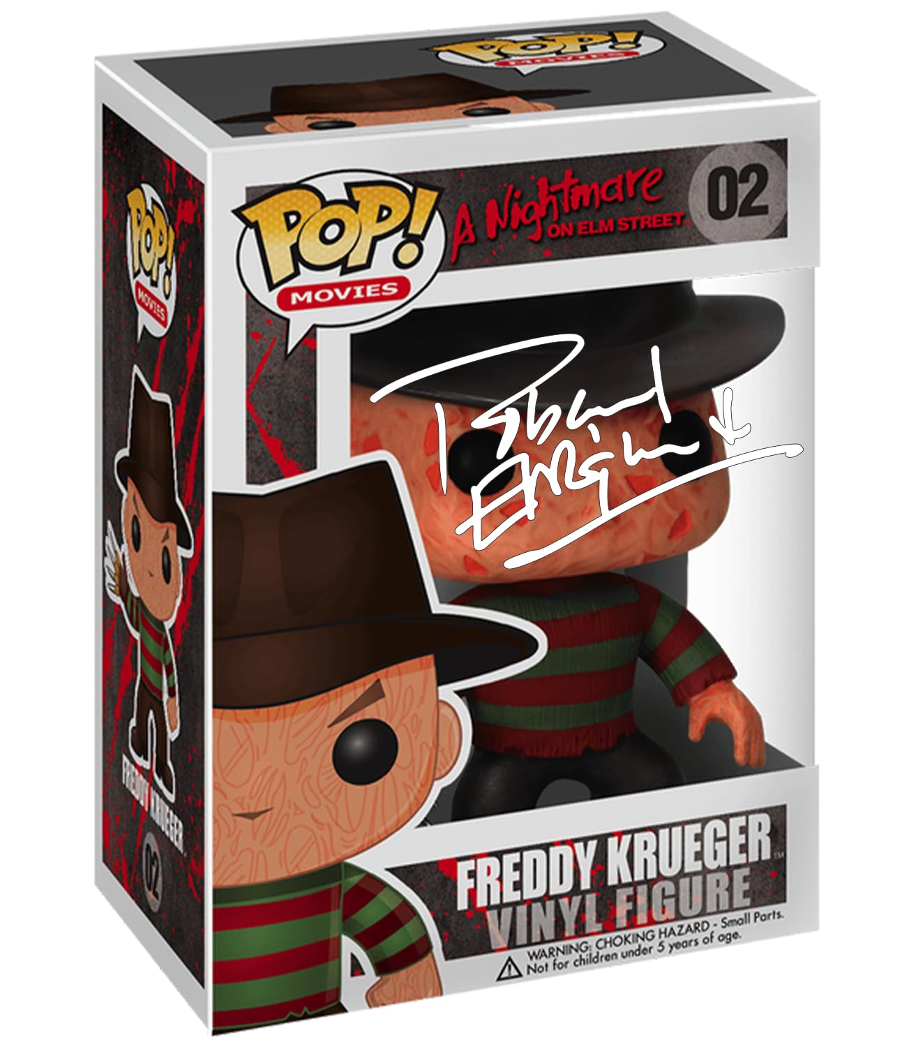 Robert Englund Freddy Krueger #02 Nightmare on Elm Street Facsimile Signed Reprint Laser Autographed Funko POP! Movies Figurine with Protector Case