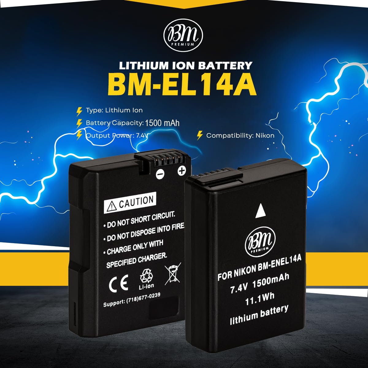 BM Premium 2 Pack of EN-EL14A Batteries and Dual Bay Battery Charger for Nikon D3100, D3200, D3300, D3400, D3500, D5100, D5200, D5300, D5500, D5600, DF Coolpix P7000, P7100, P7700, P7800 Cameras