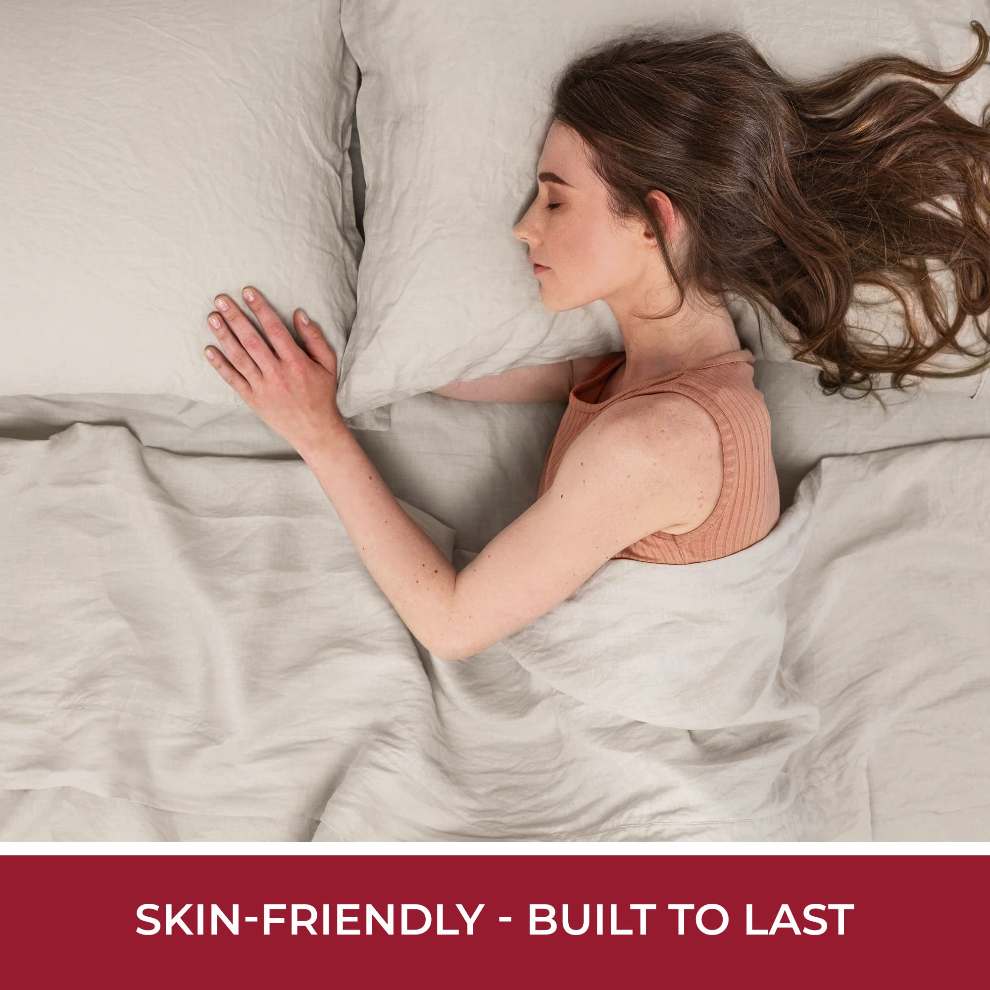 Mellanni 100% Linen Queen Sheets Set - Natural Sheets for Bed Set - Linen Bedding - Fits up to 16" Mattress (Queen, Natural)