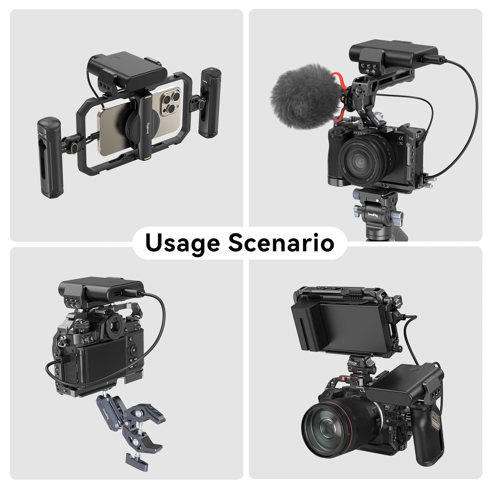 SmallRig Aluminum Power Bank Holder, Powerbank Mount Clamp Compatible with Width Range: 53 mm–84 mm (2.1–3.3 inches) and Thickness Range: 0 mm–18 mm (0–0.7 inch) Power Banks - BUB2336