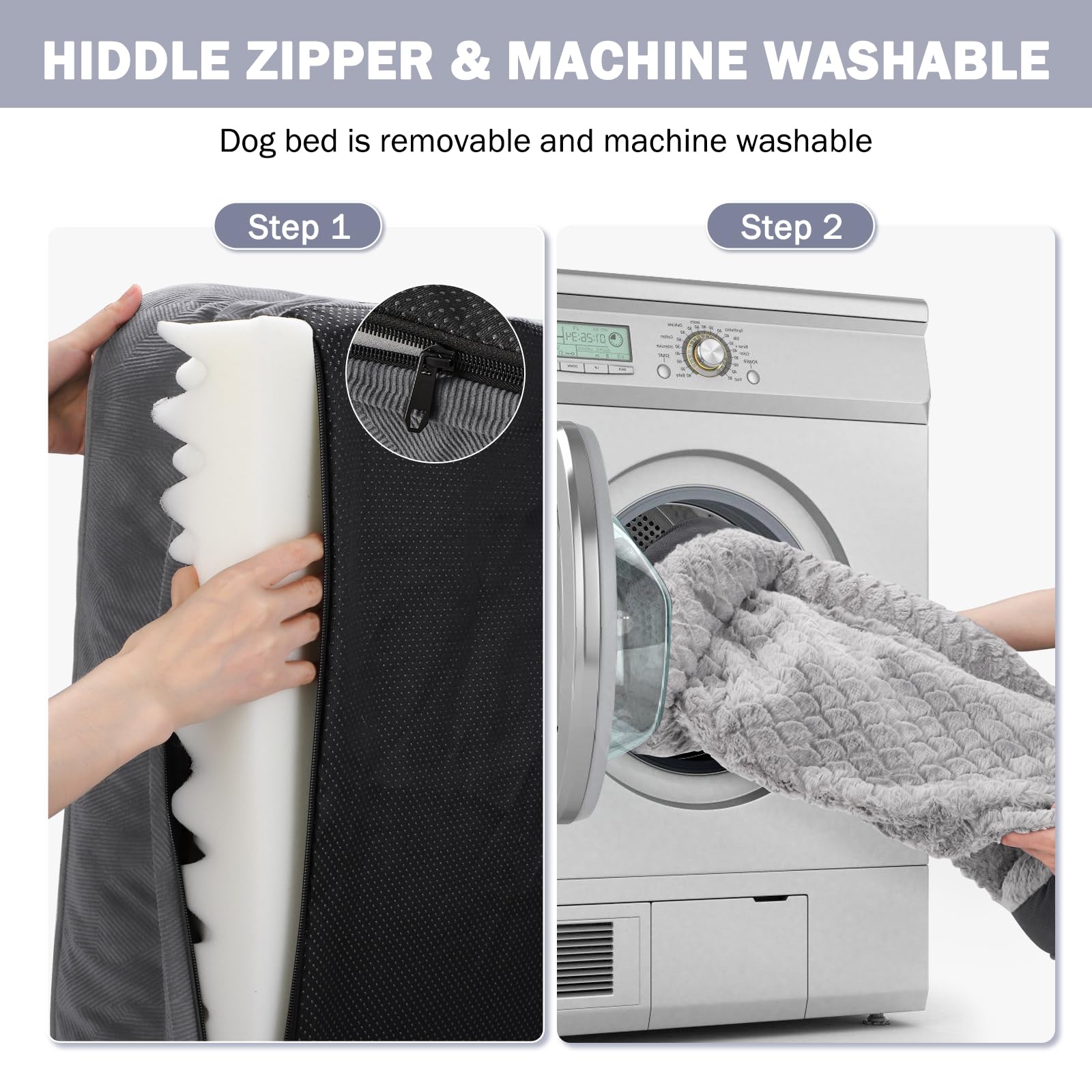 INVENHO Orthopedic Dog Beds Large Sized Dog, XL Washable Dog Sofa Bed Large, Egg-Crate Foam Dog Couch Bed with Washable Removable Cover, Waterproof Lining and Nonskid Bottom