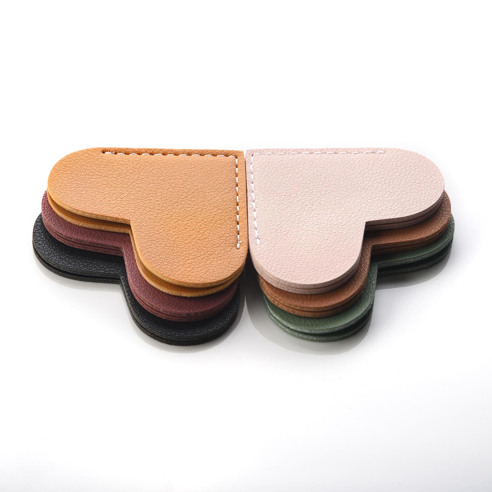 Leather Heart Bookmarks - Winjeto 6 Pieces Cute Corner Page Book Marks for Teachers Students Book Reading Lovers, for School Office Home Supplies (Heart(6pcs))