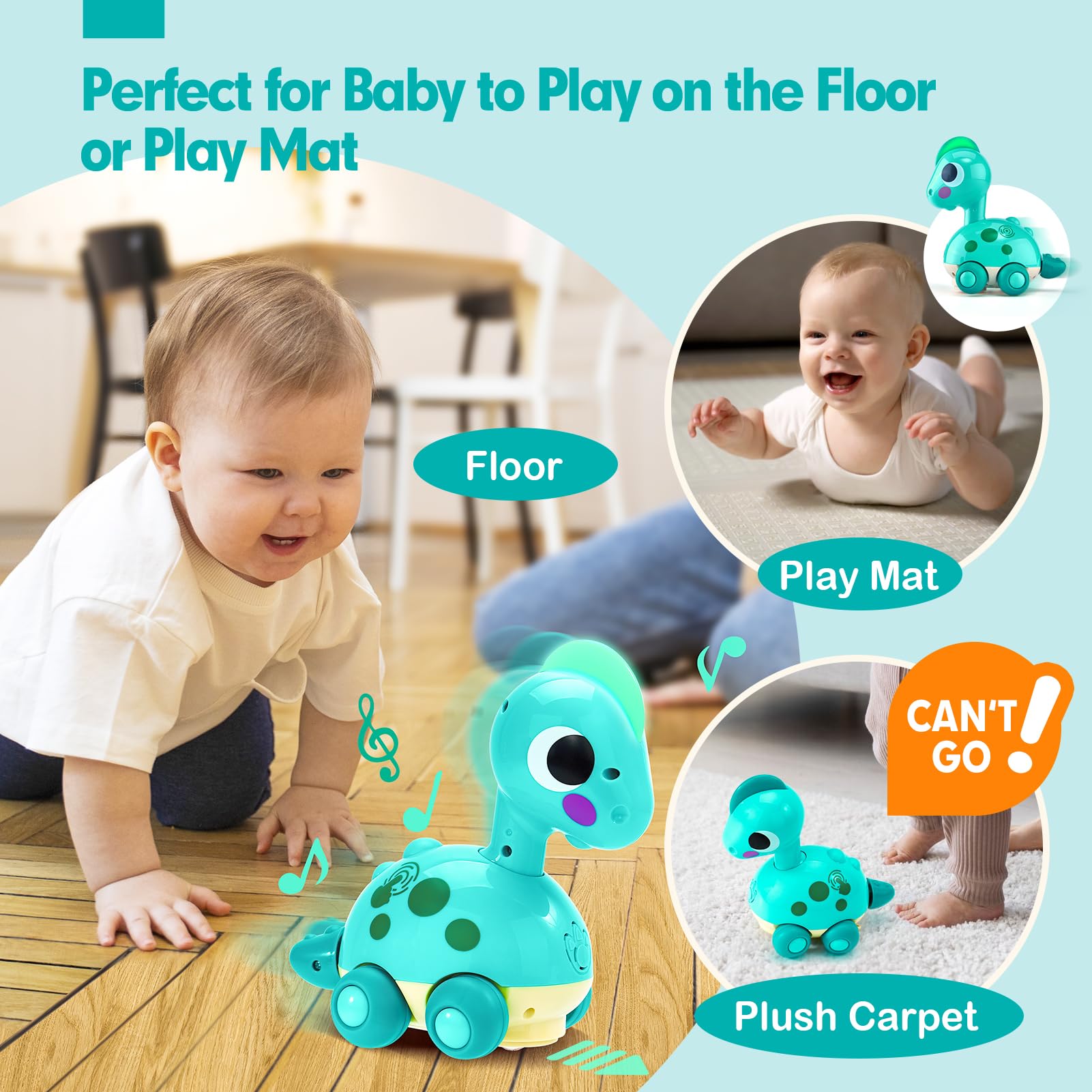 Baby Toys 6-12 Months - Touch & Go Musical Light Infant Toys Baby Crawling Baby Toys 12-18 Months, Tummy Time Toys for 1 Year Old Boy Gifts Girl Toddlers Christmas Stocking Stuffers for Age 1-2
