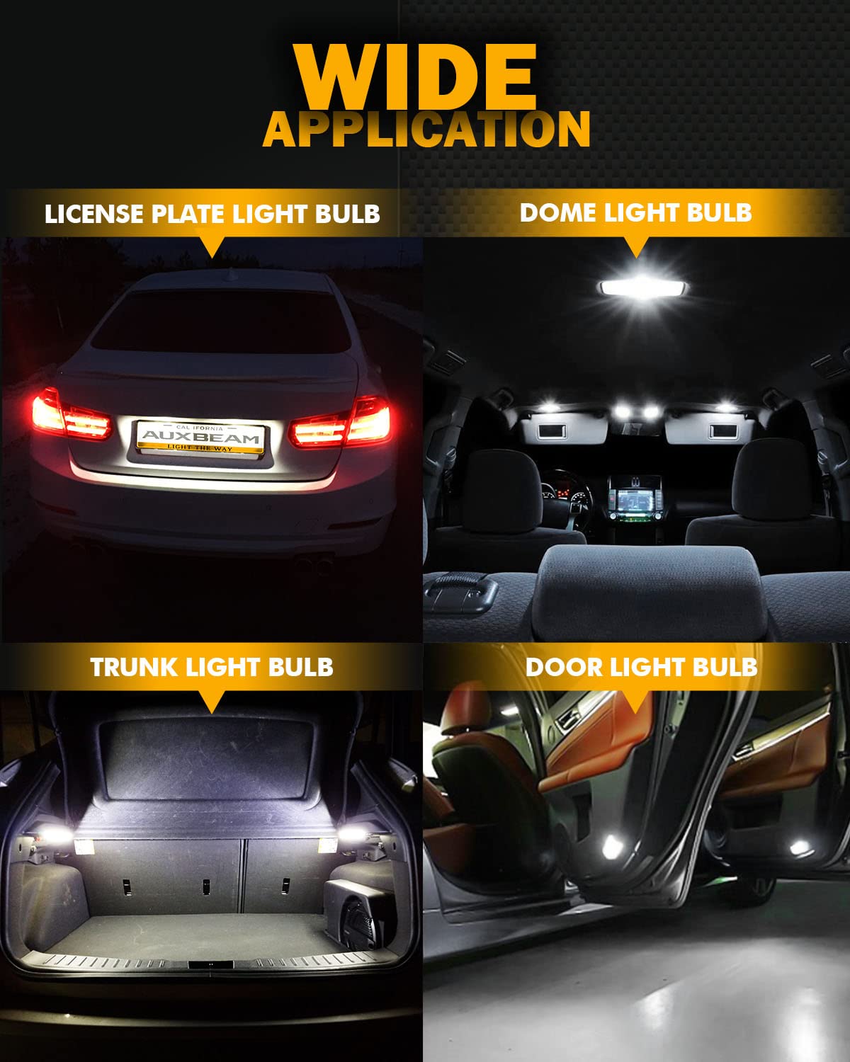 Auxbeam Upgraded 194 LED Bulbs White 10 PCS, 400% Brighter Canbus Error Free 168 2825 T10 W5W LED Light Bulbs for License Plate Lights Interior Lights Dome Map Light, 30-SMD