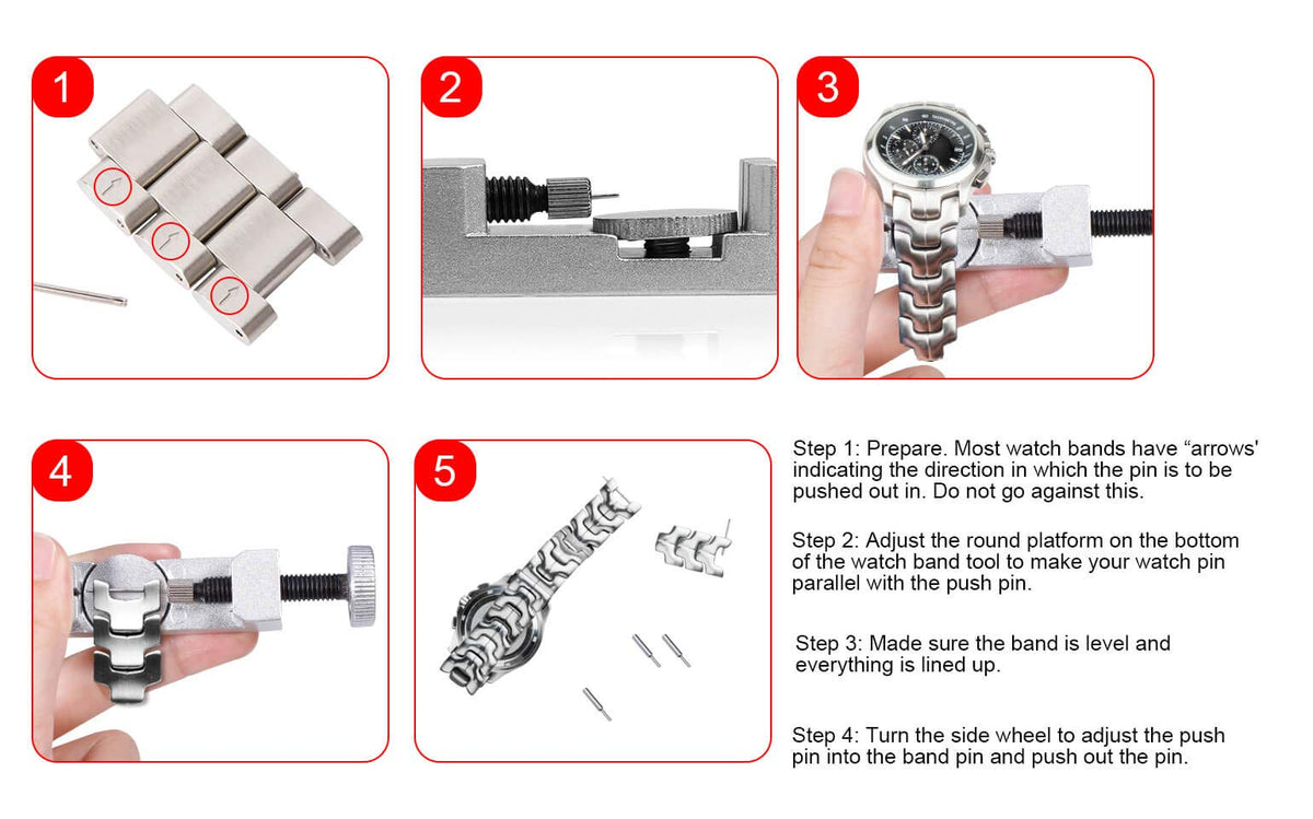 selizo Watch Link Remover kit Watch Band Tool with 10 Extra Pins for Watch Band Link Pin Removal and Watch Sizing