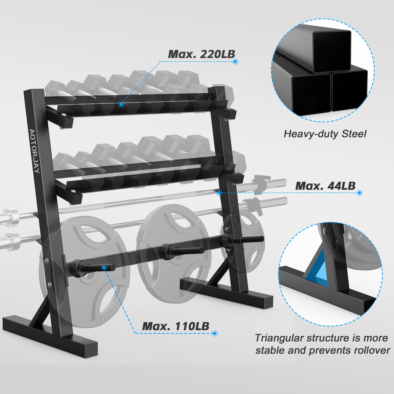 AOTORJAY Dumbbell Rack Home Gym Weight Rack Dumbbell Storage Rack Multi-layer Weights Holder