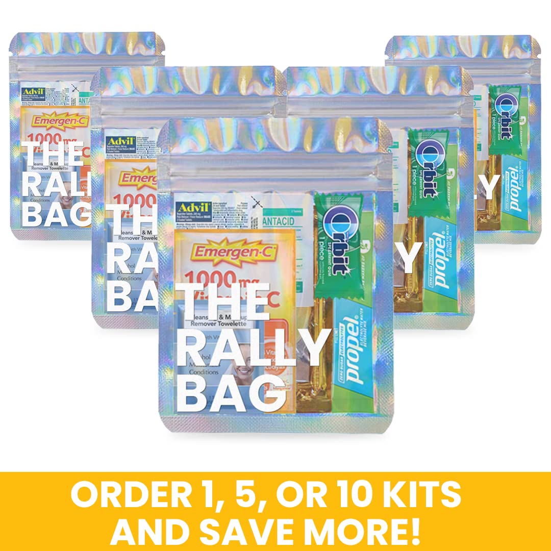 Real Vitamins 10 Pre-Filled Hangover Kits for Bachelorette Party Favors, Birthdays & Wedding Party Favors | The Rally Bag 70 Pcs Bulk Hangover Kit Supplies (10 Kits)