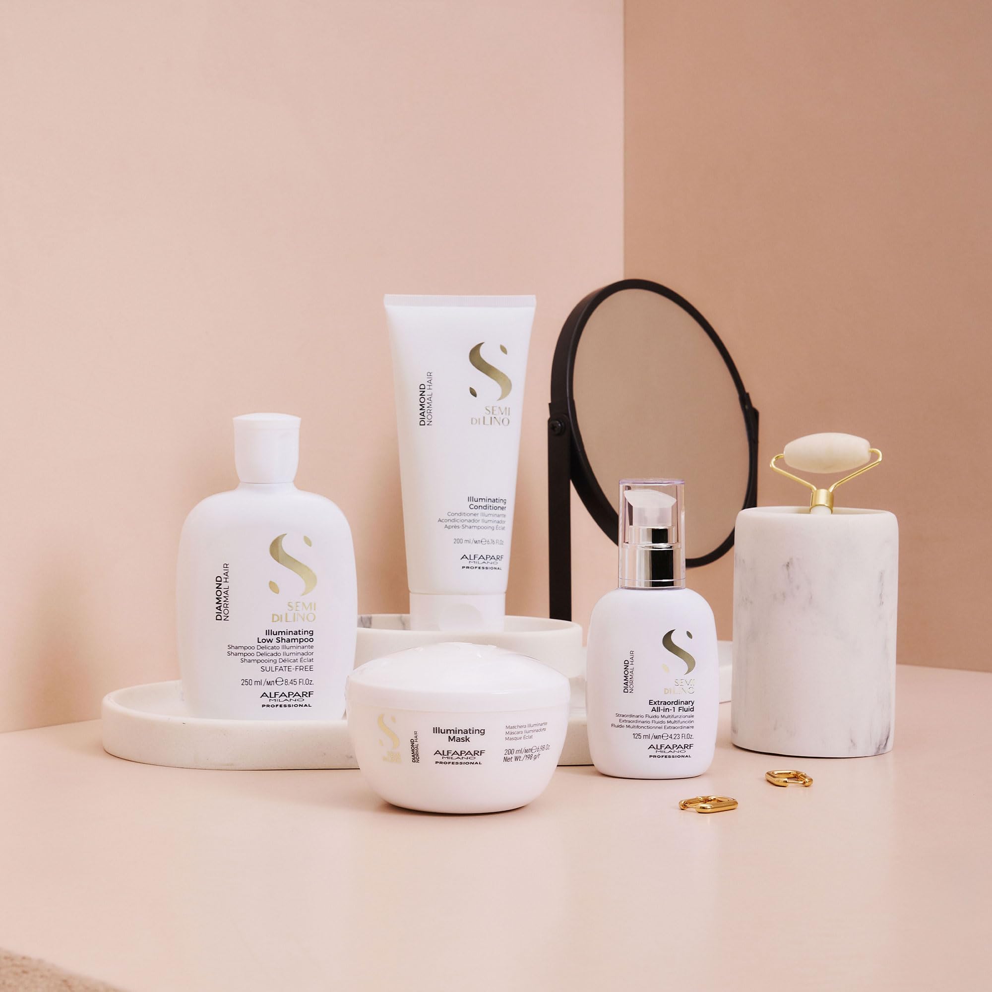 Alfaparf Milano Semi Di Lino Diamond Extraordinary All-in-1 Leave In Fluid - Anti-Frizz Detangling Spray, Leave In Conditioner, & Heat Protectant - For Added Shine & Softness - Vegan (4.23 fl. oz)