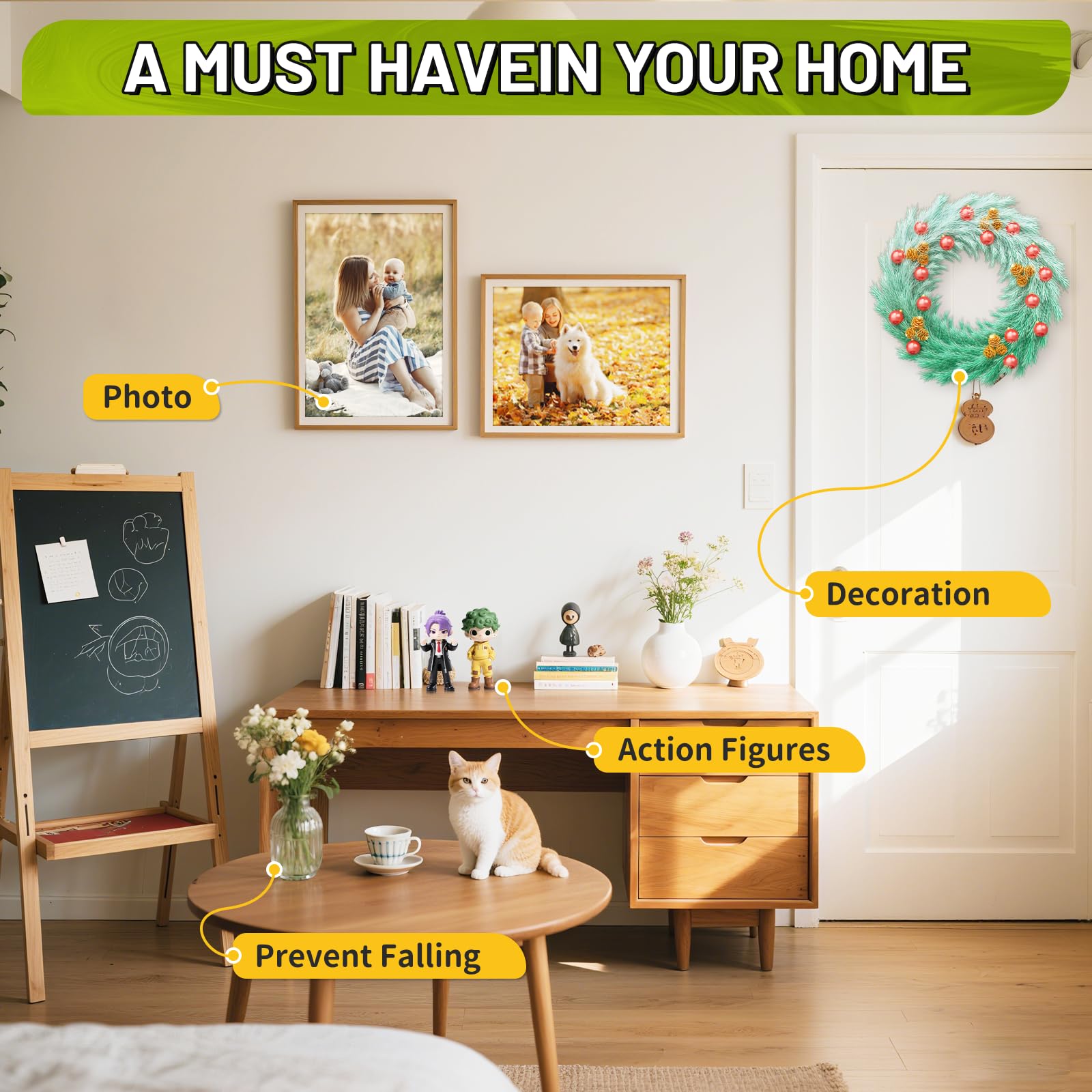 PHIXBEAR Upgraded 360Pcs Double Sided Tape Sticky Dots with Pull Tab, Removable Adhesive Mounting Putty No Trace Dots, 0.6" Clear Sticky Tack for Museum Picture Crafts & DIY