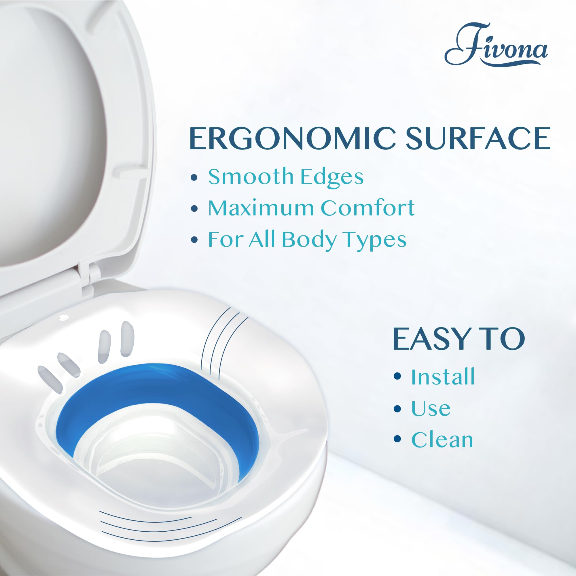 Fivona Sitz Bath for Toilet Seat with Massage Hand Flusher and Storage Bag; Postpartum Care and Hemorrhoid Treatment; BPA Free V Steam Kit; Perfect for Perineal Soak and Portable Bidet