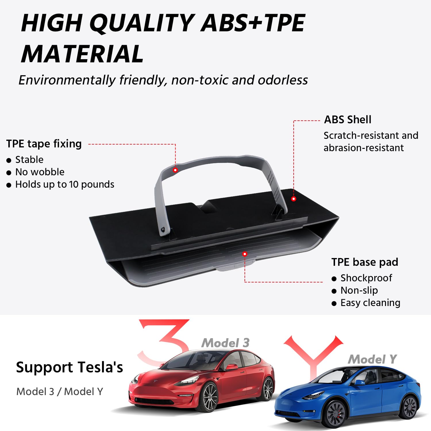 Farmogo Center Console Organizer Tray Under Screen Storage Box Silicone Non-Slip Dashboard Organizer Box No Adhesive No Need to Drill Holes Compatible with Tesla Model Y/3 Interior Accessories