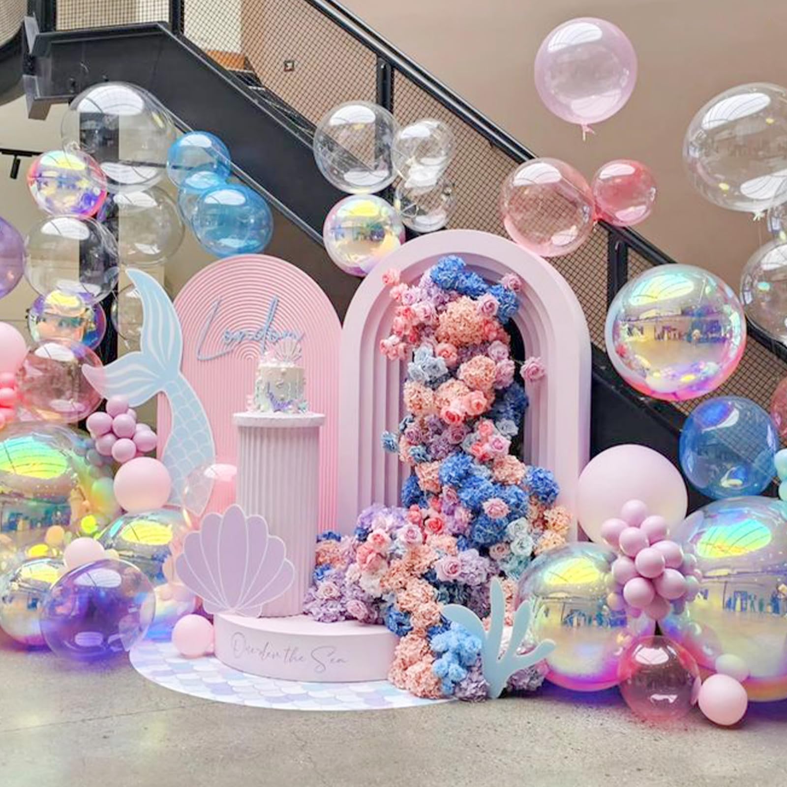 PartyWoo Iridescent Foil Balloons 20pcs Different Sizes Pack of 22 12 10 Inch Large Round Foil Orbz 4D Inflatable Mirror Ball Mylar Balloons for Wedding Anniversary Birthday Disco Party Decorations