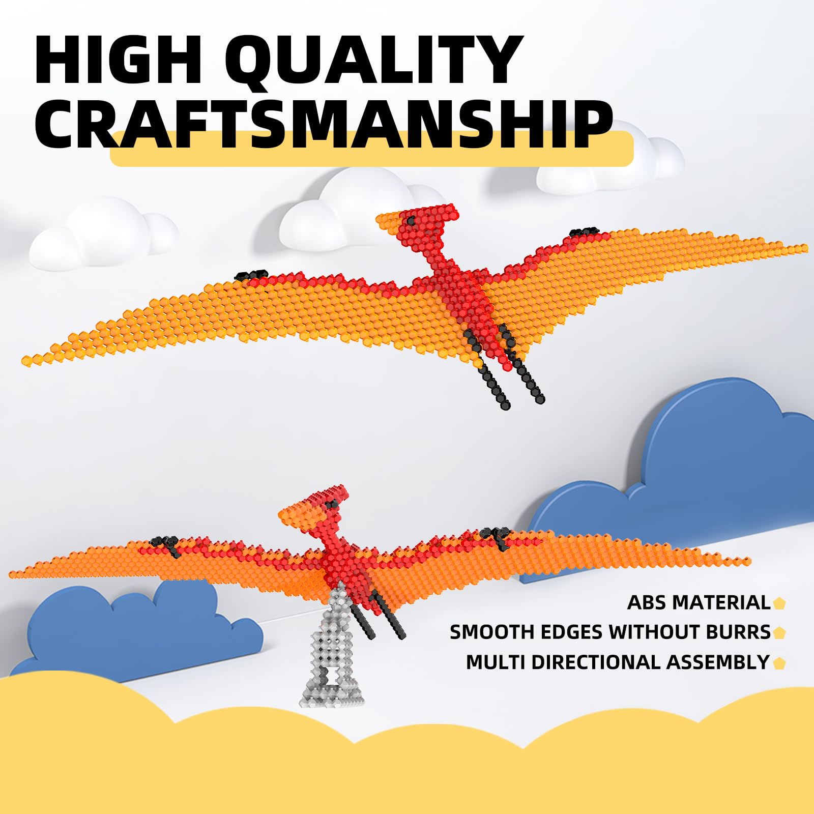 KADELE Fun Dinosaur Building Set 421PCS, Pterosaur Creative Educational Toys Boys Girls 8+, Animal Figures Building Kit Model Jurassic Dino Blocks Toy Dispaly Present for Kids & Adults